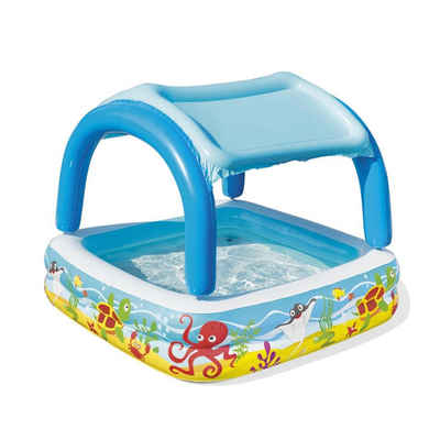 Bestway Planschbecken, mit Sonnenschutzdach, 140 x 140 x 114 cm, Pool für Kinder