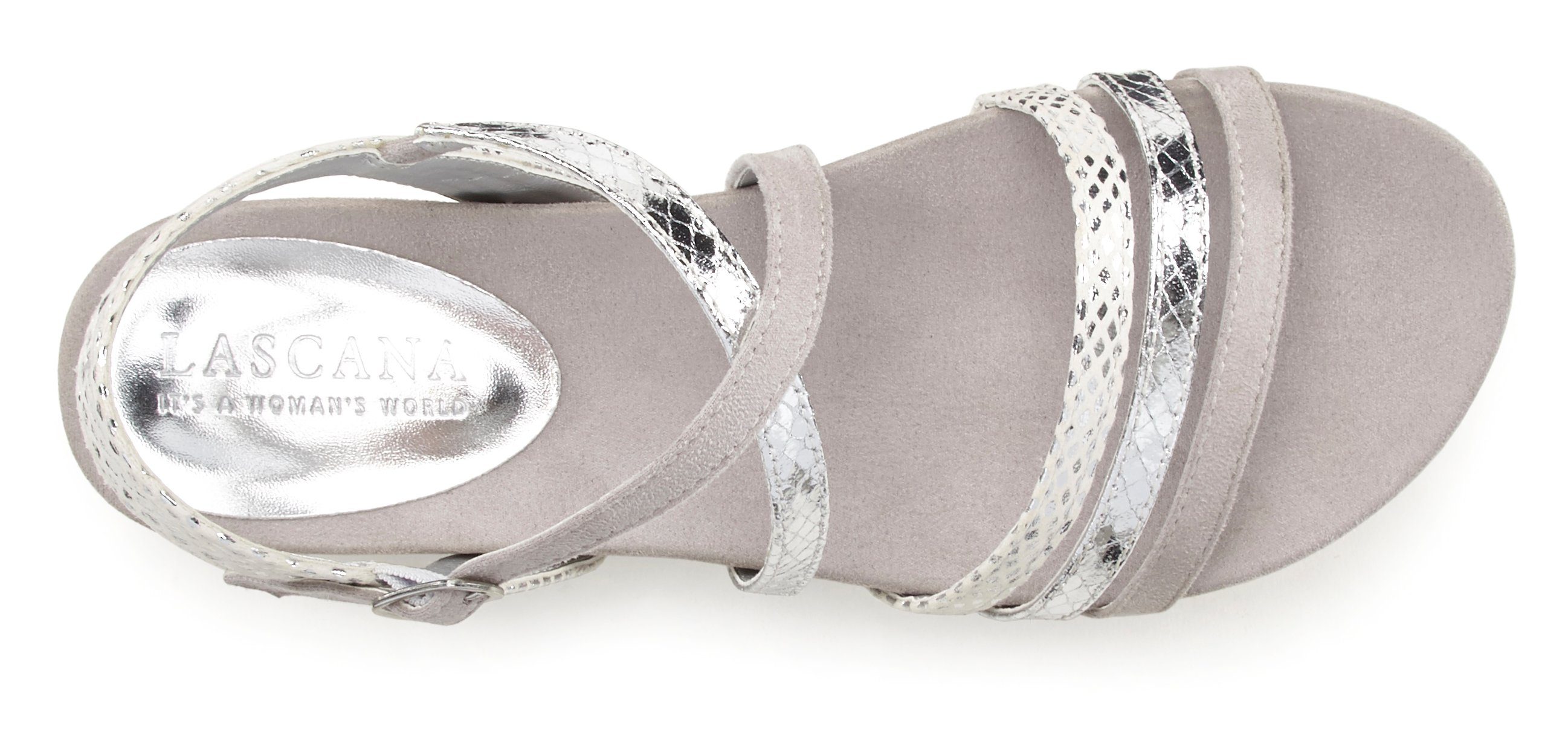 Sandale Metallic-Optik Sommerschuh Sandalette, LASCANA VEGAN mit