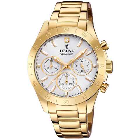 Festina Chronograph Boyfriend Kollektion, F20400/1, Armbanduhr, Quarzuhr, Damenuhr, Stoppfunktion