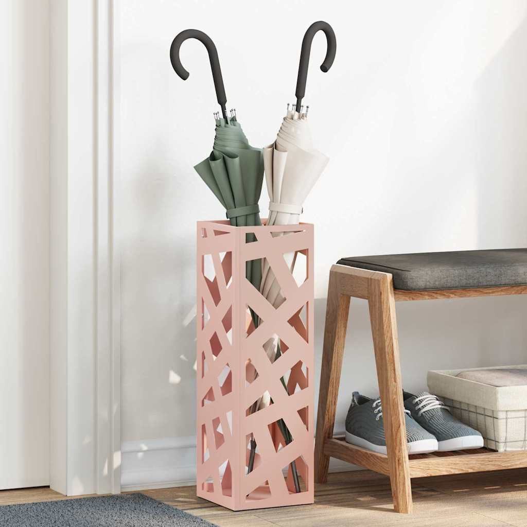 vidaXL Schirmständer Regenschirmständer mit Speicher Rosa 15,5 x 15,5 x 49 cm Stahl (1 St)