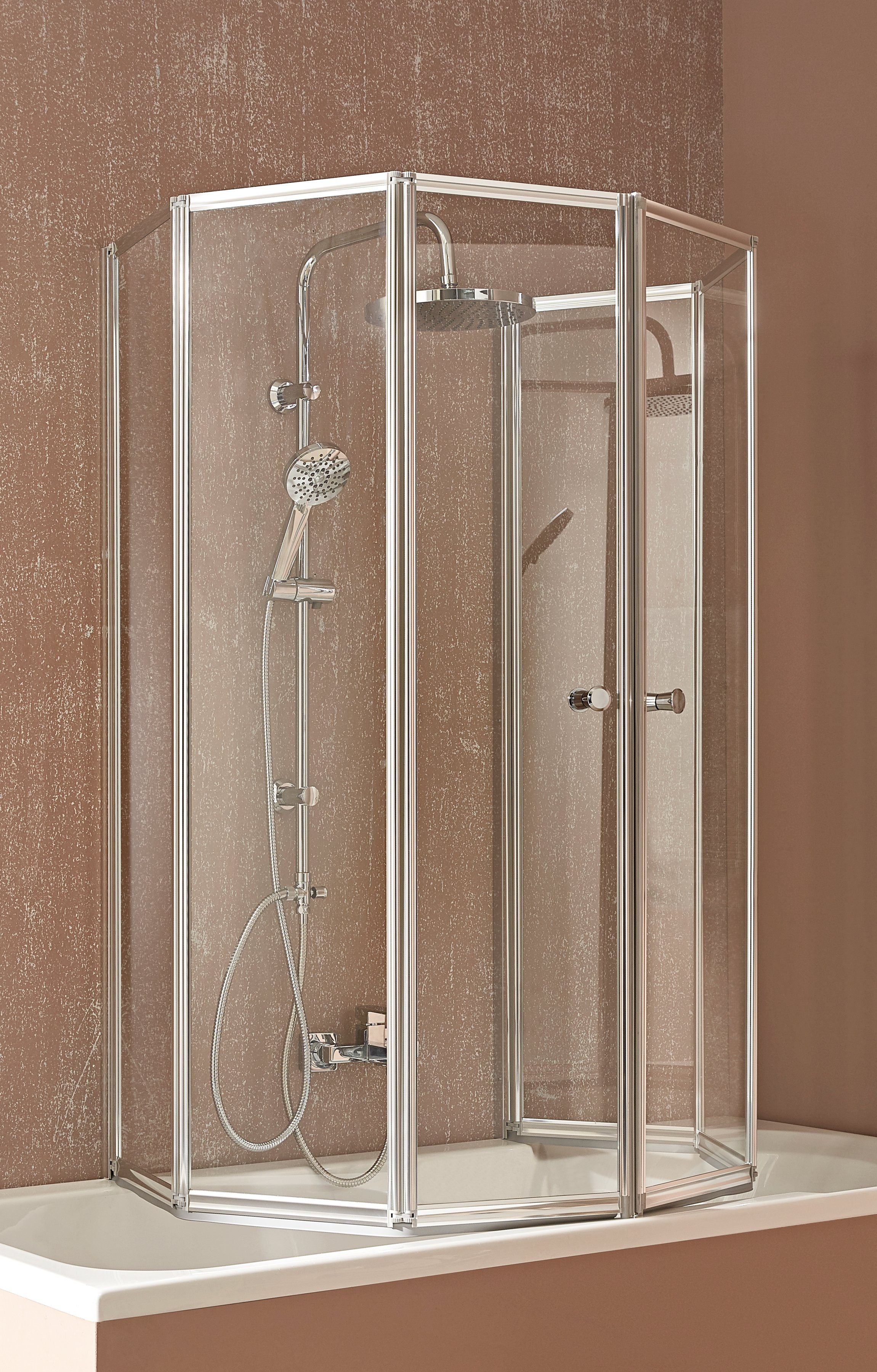 welltime Summer bathtub screen, single-pane safety glass, (6 pieces), folding bathtub screen, glass wall consisting of 6 elements