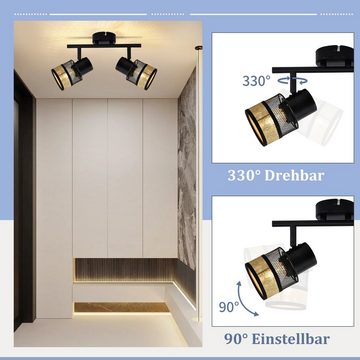 ZMH Deckenleuchte Deckenstrahler E27 Schwarz - Drehbar 330° Vintage für Wohnzimmer, ohne Leuchtmittel, Max.25W, Treppe Badezimmer, Schwarz Deckenleuchte, 2 Flammig