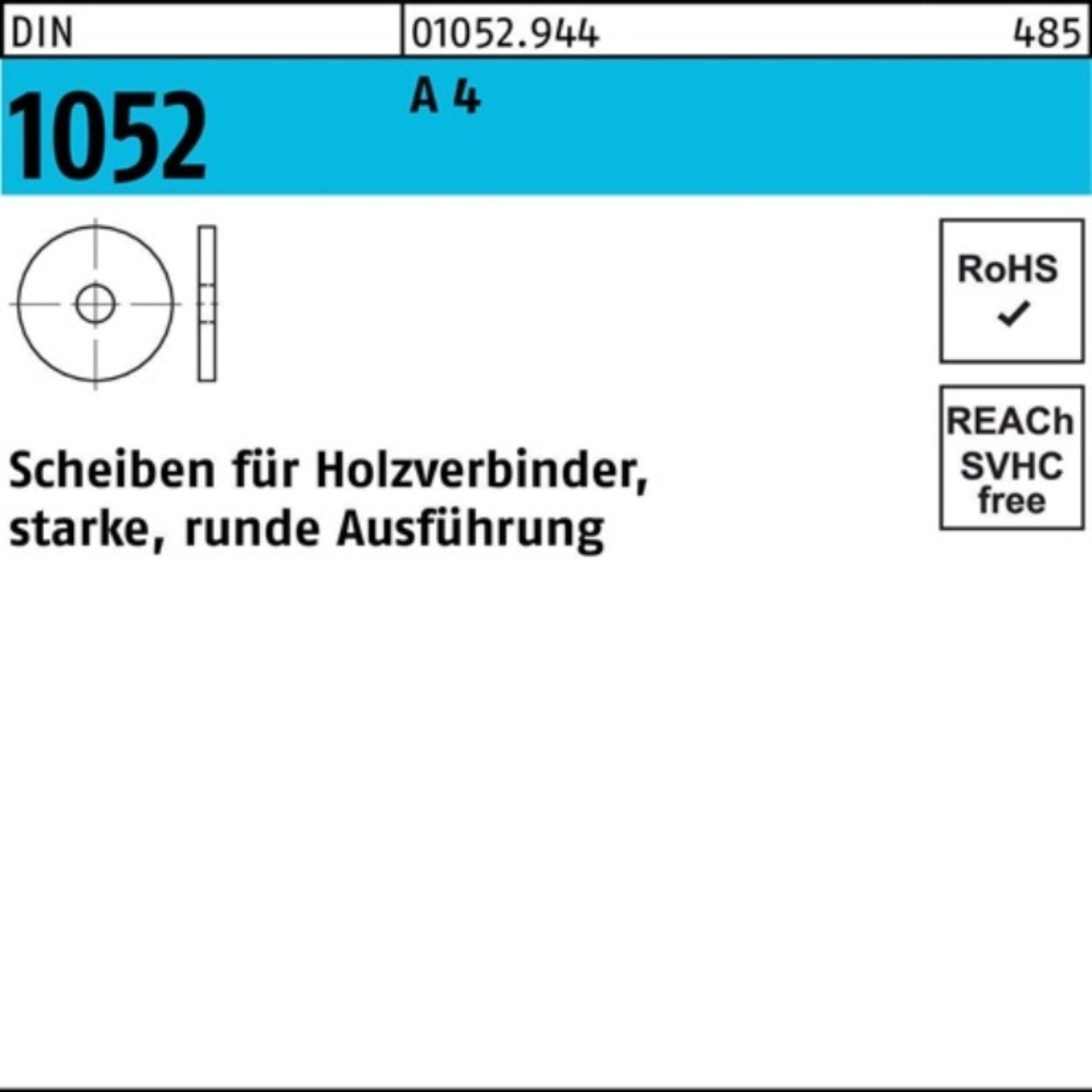 Unterlegscheibe 100er Pack 010529440270000 Unterlegscheibe DIN 1052 rund 27 x 105 x 8