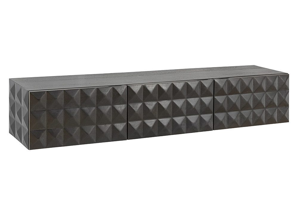 riess-ambiente TV-Board VULCANO 160cm natur - Mango-Massivholz, Soft-Close, lackiert, 3D-Front (Einzelartikel, 1 St), Hängende Kommode im Retro Design - ideal & Wohn- & Esszimmer oder Flur