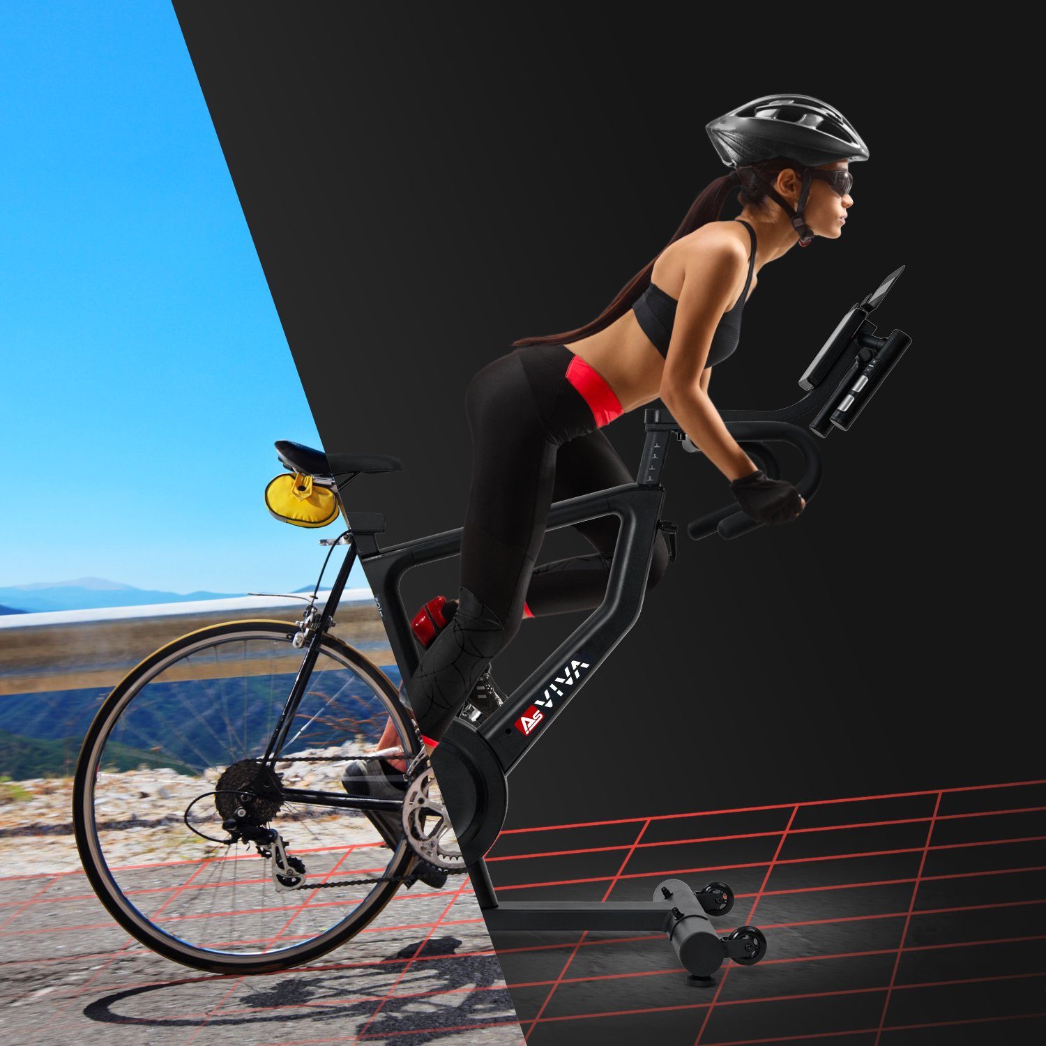 FitShow SPD kompatibel, und Kinomap Pro, Speedbike AsVIVA Korb Klickpedale Cycle Indoor AsVIVA & App mit S18 Speedbike