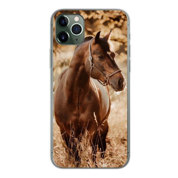MuchoWow Handyhülle Pferd - Sonne - Porträt - Natur - Braun Handyhülle Apple iPhone 11 Pro Max Smartphone-Bumper Print Handy