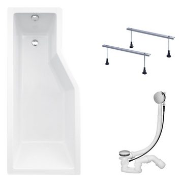 KOLMAN Badewanne Eckbadewanne Integra 150x75, (Links/Rechts), Duschwand Acrylchürze Styroporträger, Ablauf VIEGA & Füße GRATIS