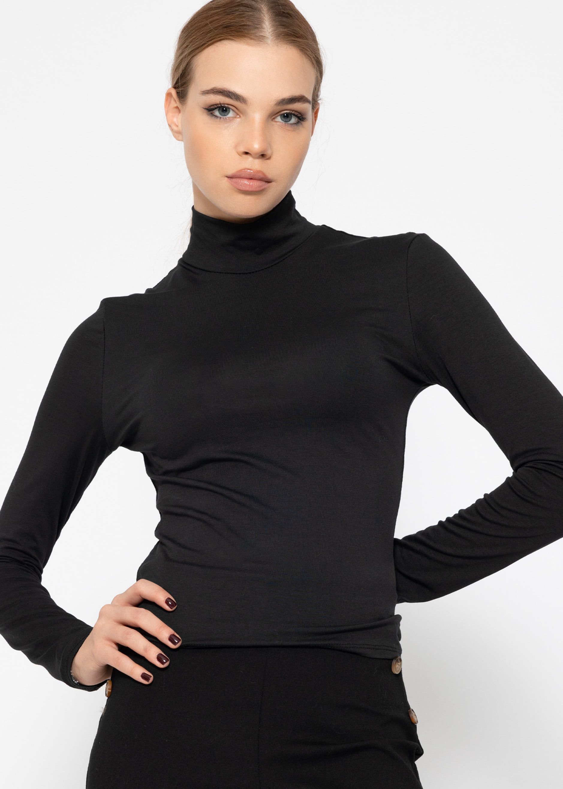 SASSYCLASSY Langarmshirt Langarmshirt Damen mit Rollkragen günstig online kaufen