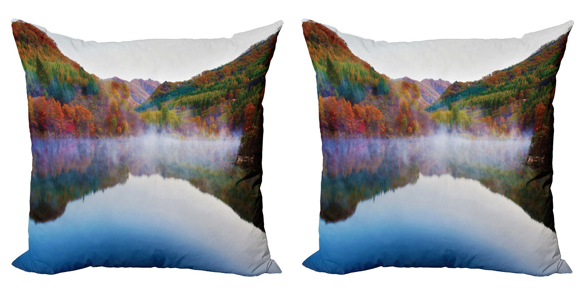 Doppelseitiger Modern Scenery Digitaldruck, (2 Kissenbezüge Mountain Abakuhaus Lake Bunt Accent Stück),