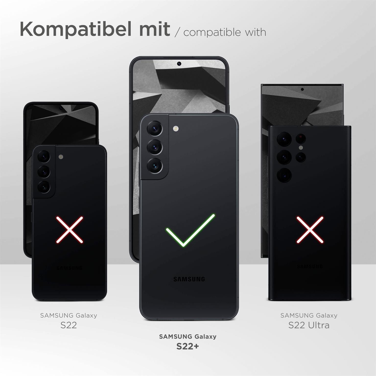 ONEFLOW Handyhülle für Samsung Galaxy S22 Plus Premium Hülle Business Cover Blau 6,55 Zoll, 360 Grad Schutzhülle Flip Case Etui Klapphülle Dünn Leder Handy Tasche