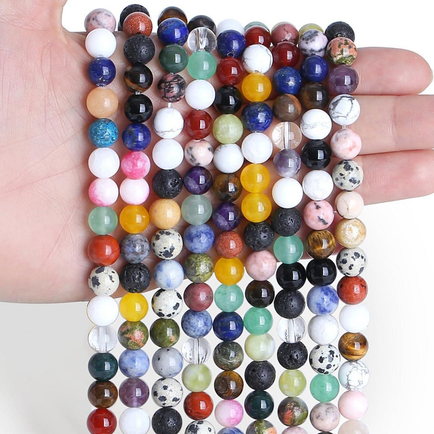 LuxusKollektion Bastelperlen Edelstein Perlen 6mm Mehrfarbig 100 Stueck, (100-tlg)