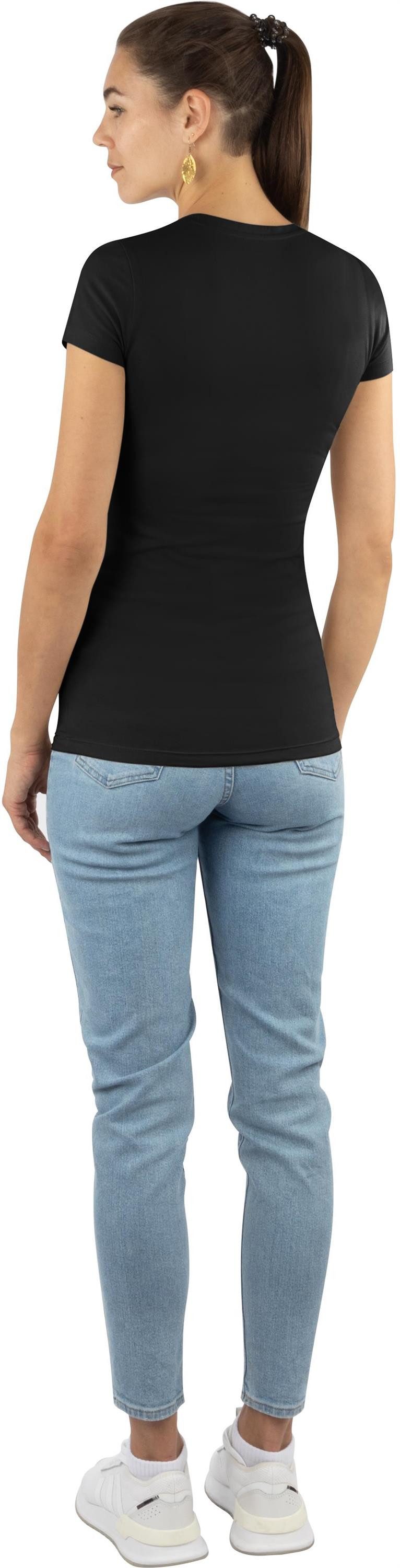 Janice Kurzarmshirt 3 x Figurbetontes T-Shirt mit V-Ausschnitt Siena Damen Basic kurzarm Shirt – Bild 5 von 5