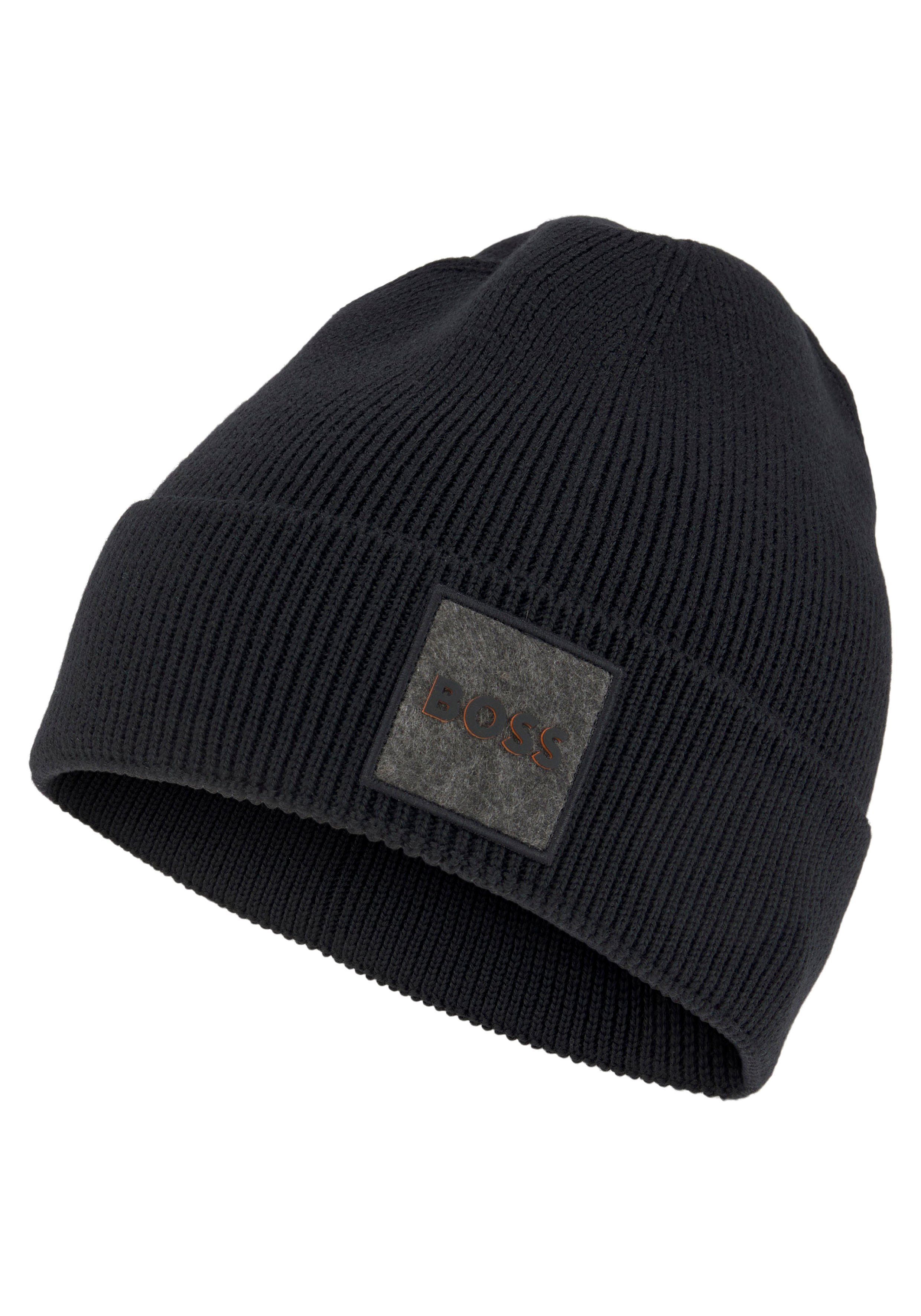 in HUGO BOSS Foxxy Beanie Black Rippstrick-Optik ORANGE