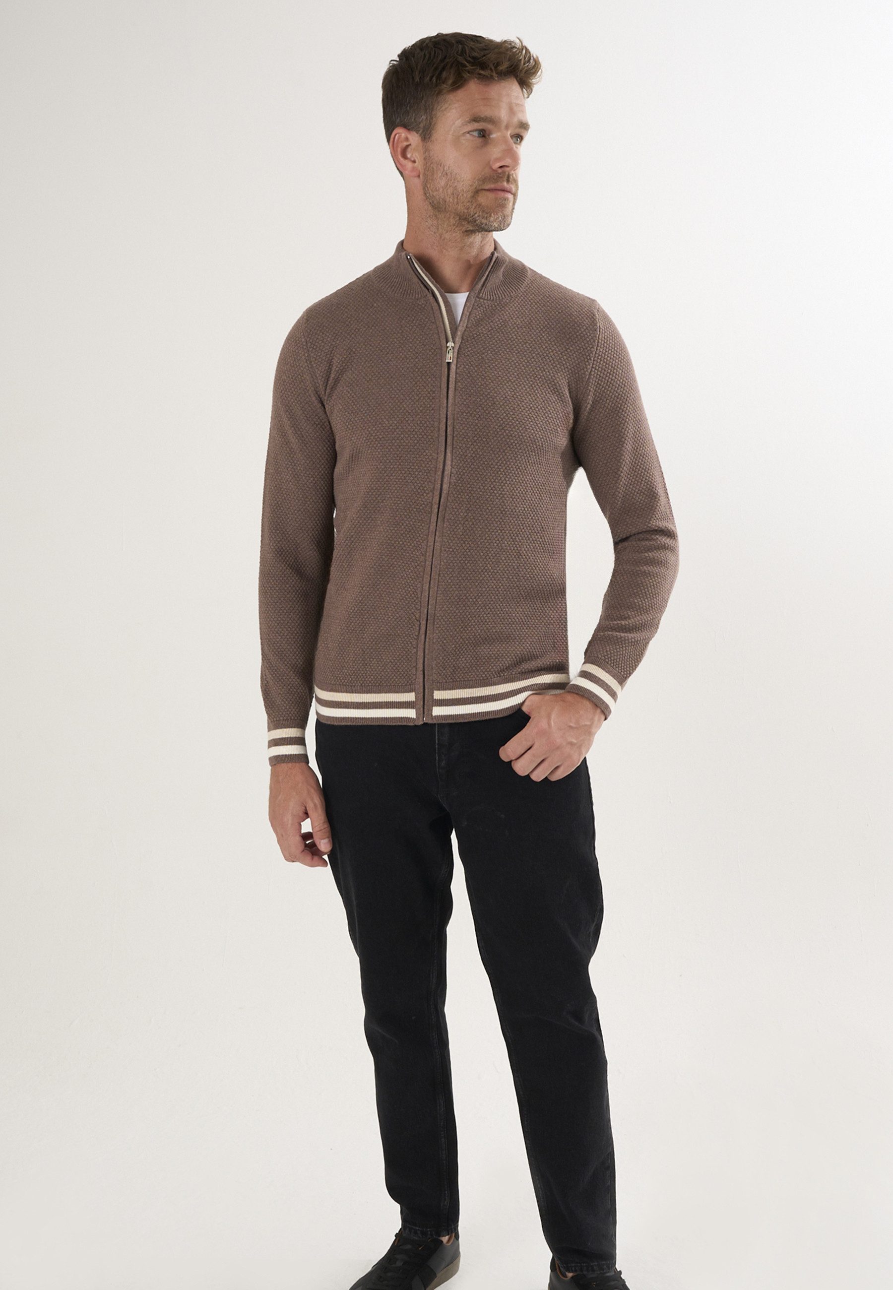 Felix Hardy Strickjacke Strickjacke mit durchgehendem Reißverschluss