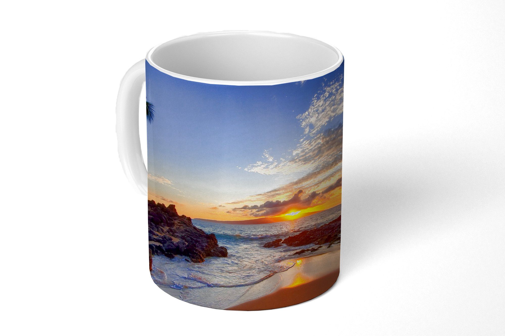 MuchoWow Tasse - Keramik, Sonnenuntergang - Kaffeetassen, Geschenk Becher, - Teetasse, Teetasse, Strand Meer Hawaii