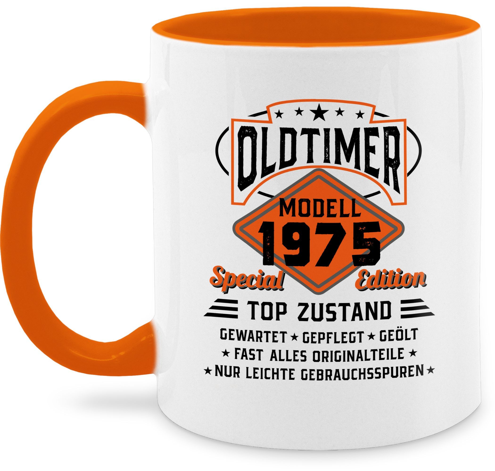 Shirtracer Tasse Oldtimer Modell 1975 - schwarz, Keramik, 50. Geburtstag Tasse