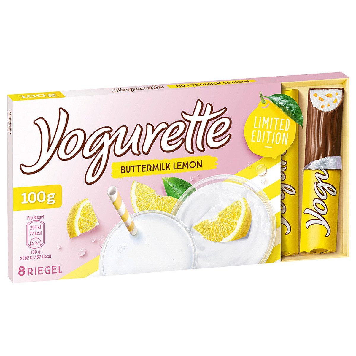 Yogurette Schokolade, Yogurette Buttermilch Lemon Limited Edition 8 Sommer Riegel 100g