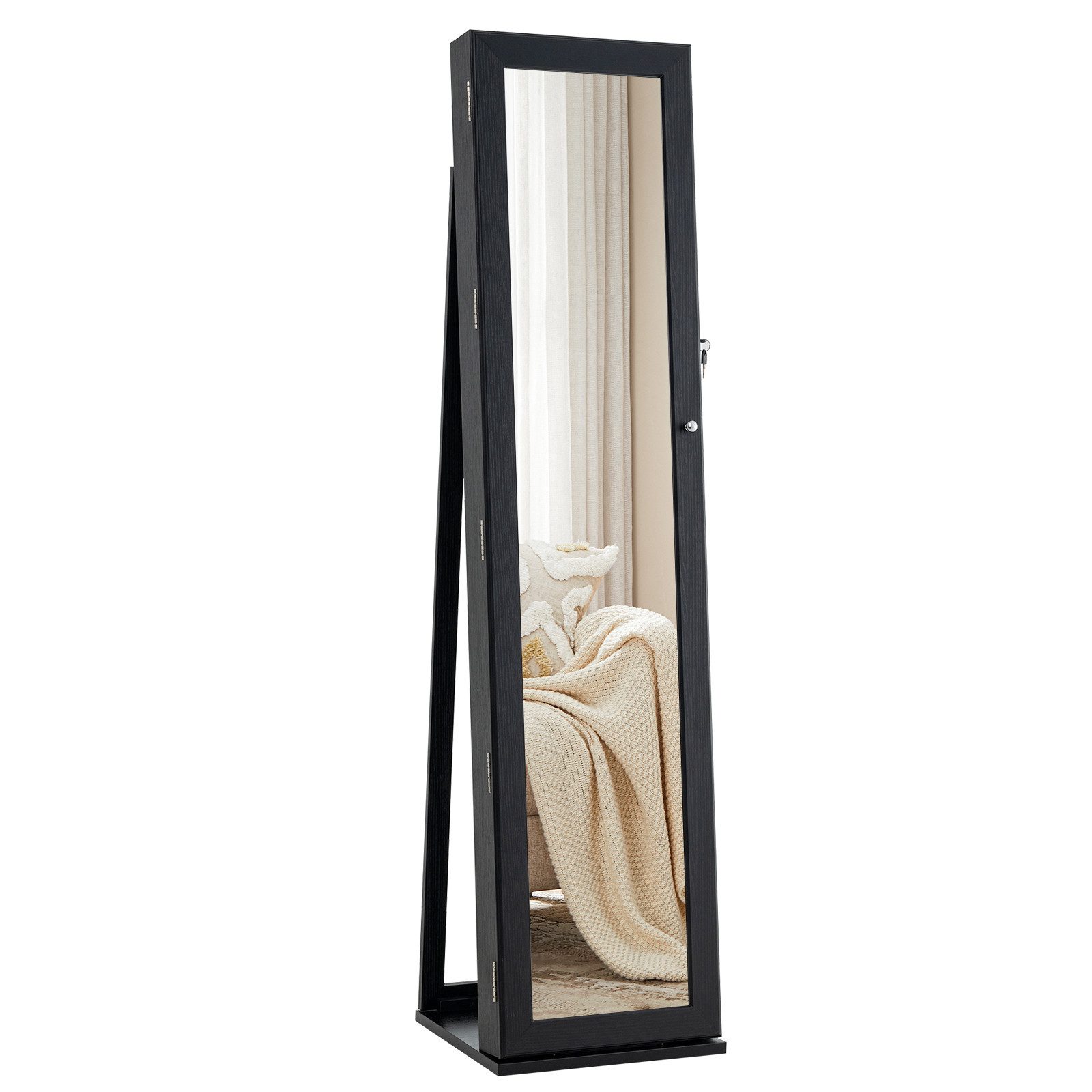 KOMFOTTEU Schmuckschrank Schmuckregal mit Ganzkörperspiegel,157,5x38x38cm günstig online kaufen