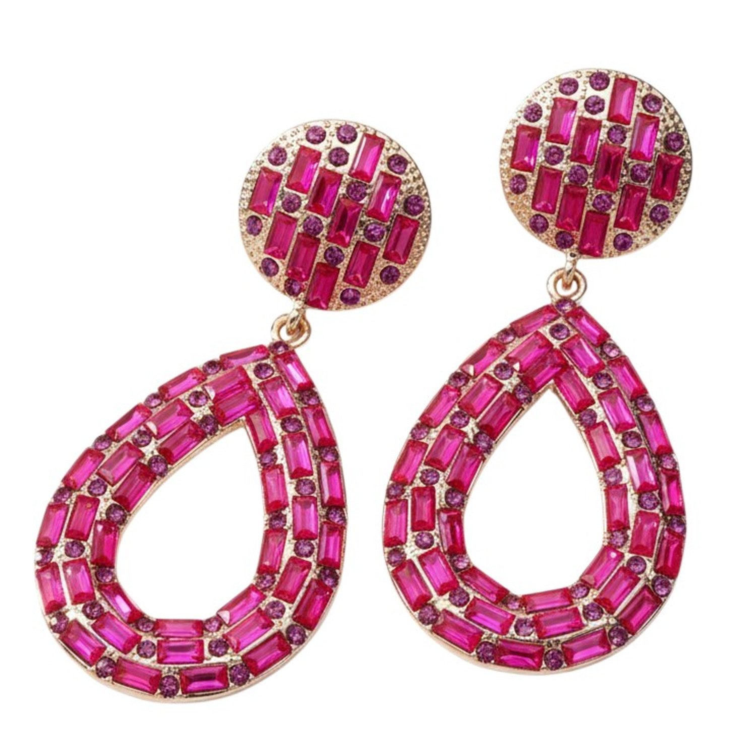 KARMA Paar Ohrhänger Damen Ohrringe bunt, schwarz od. Pink 7 cm (Festivalschmuck, 2-tlg., Sommer Accessoire Statement-Ohrschmuck), modern Damenohrringe Tropfen groß