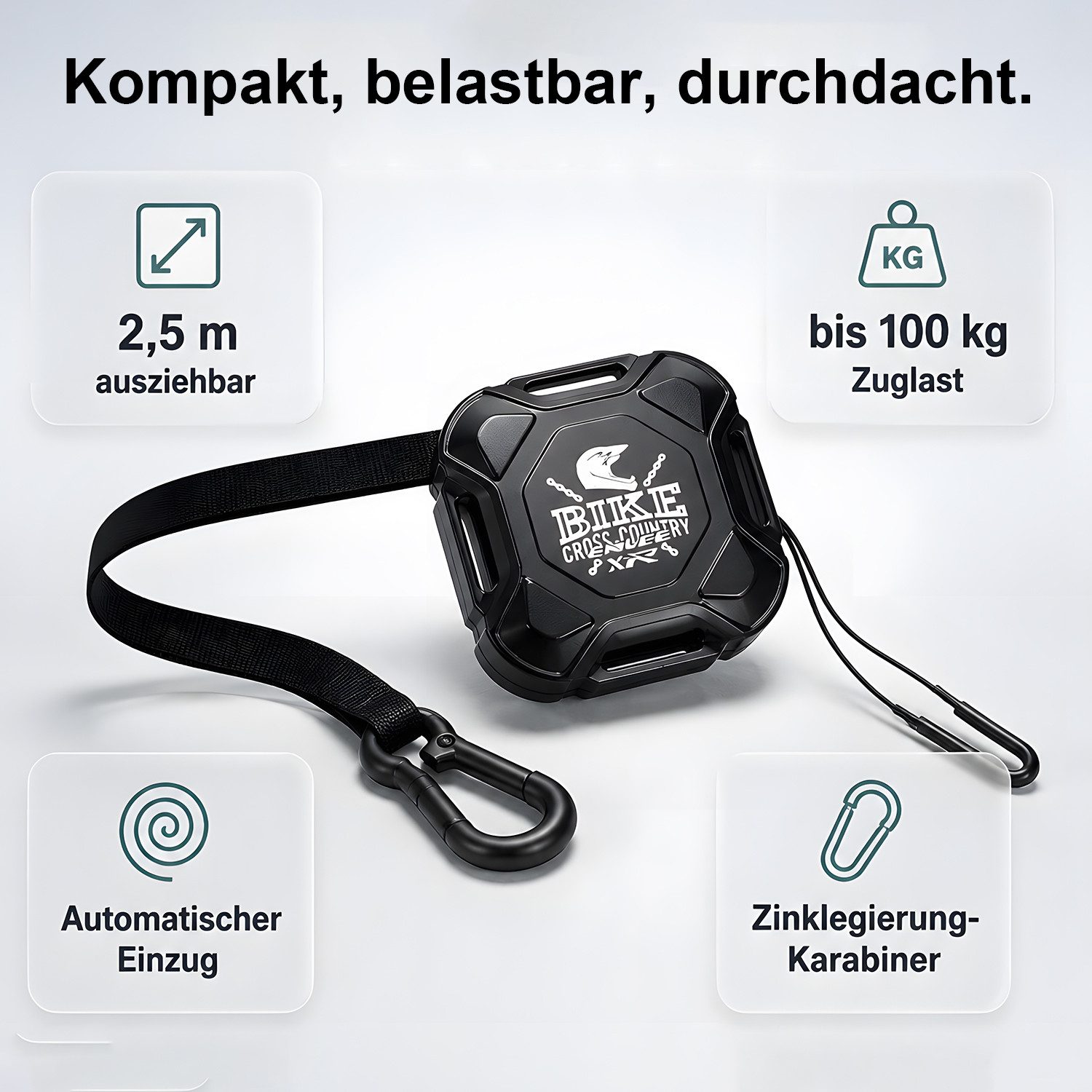 Refined Living Fahrradleine Fahrrad Abschleppseil Kinder Elastisches 2.5M Fahrrad Traktionsseil, (Fahrrad Schleppseil Einziehbar für Kinder/Erwachsene Fahrradzubehör, 1-tlg., Zuglast Bis 100kg, Sicheres und Schnelles An- und Abkoppeln), Fahrradleine passend für alle Lenker, für Kinder MTB Bike