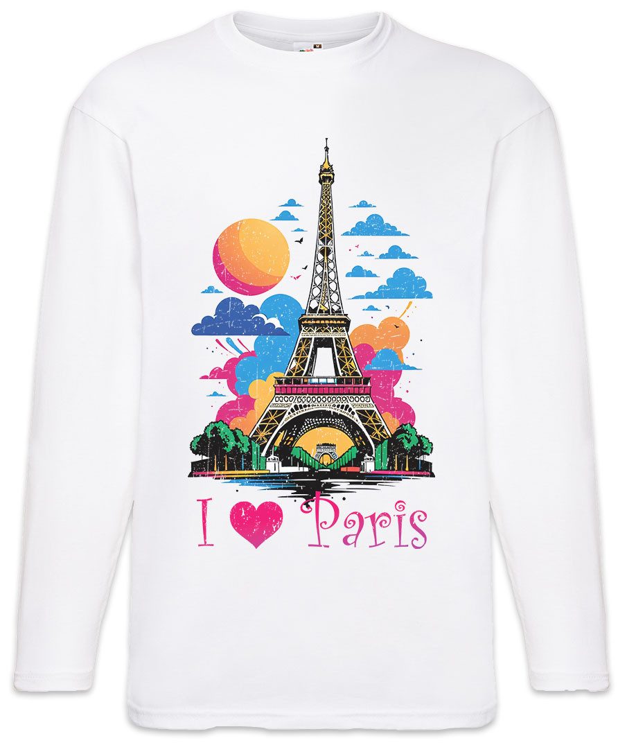 Langarmshirt I Love Paris Langarm T-Shirt Amour Stadt City Ville Eiffelturm