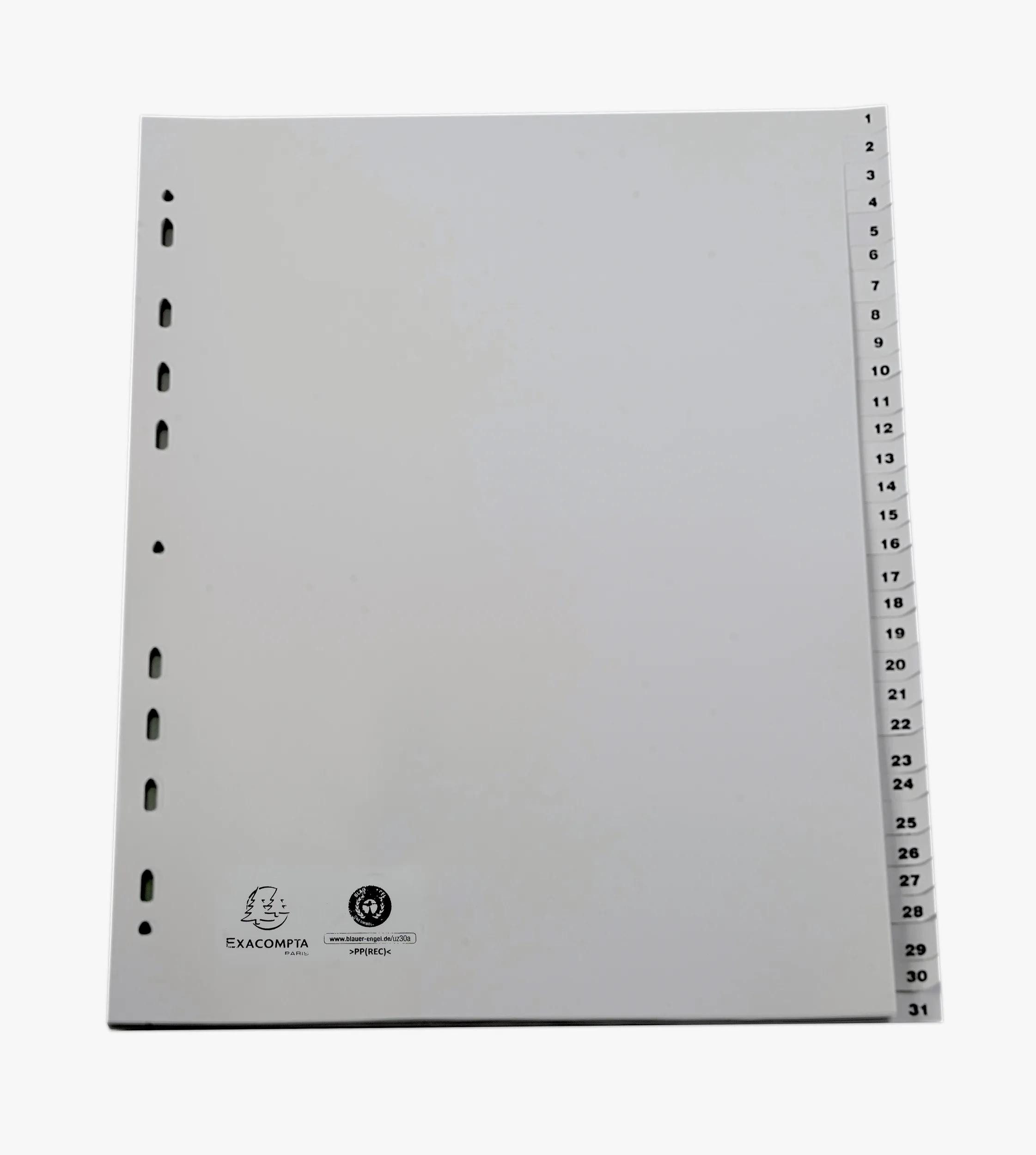 EXACOMPTA Aktenordner 5x Register A4 RC-PP grau 120µ Taben 1-31 31 Positionen Grau 2931E, Register