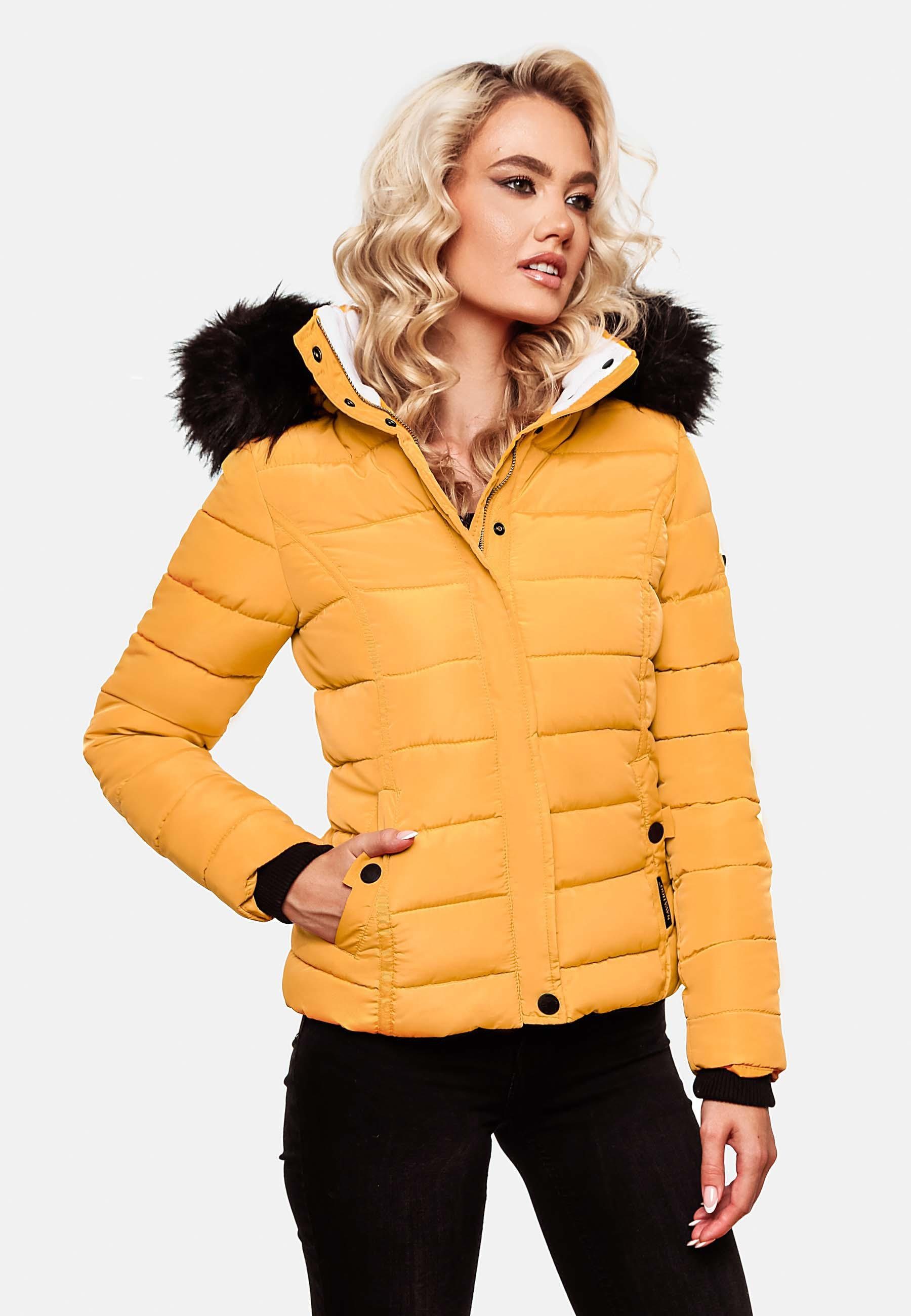 Navahoo Steppjacke Miamor hochwertige Winterjacke m. voluminöser Kunstpelz-Kapuze – Bild 4 von 5