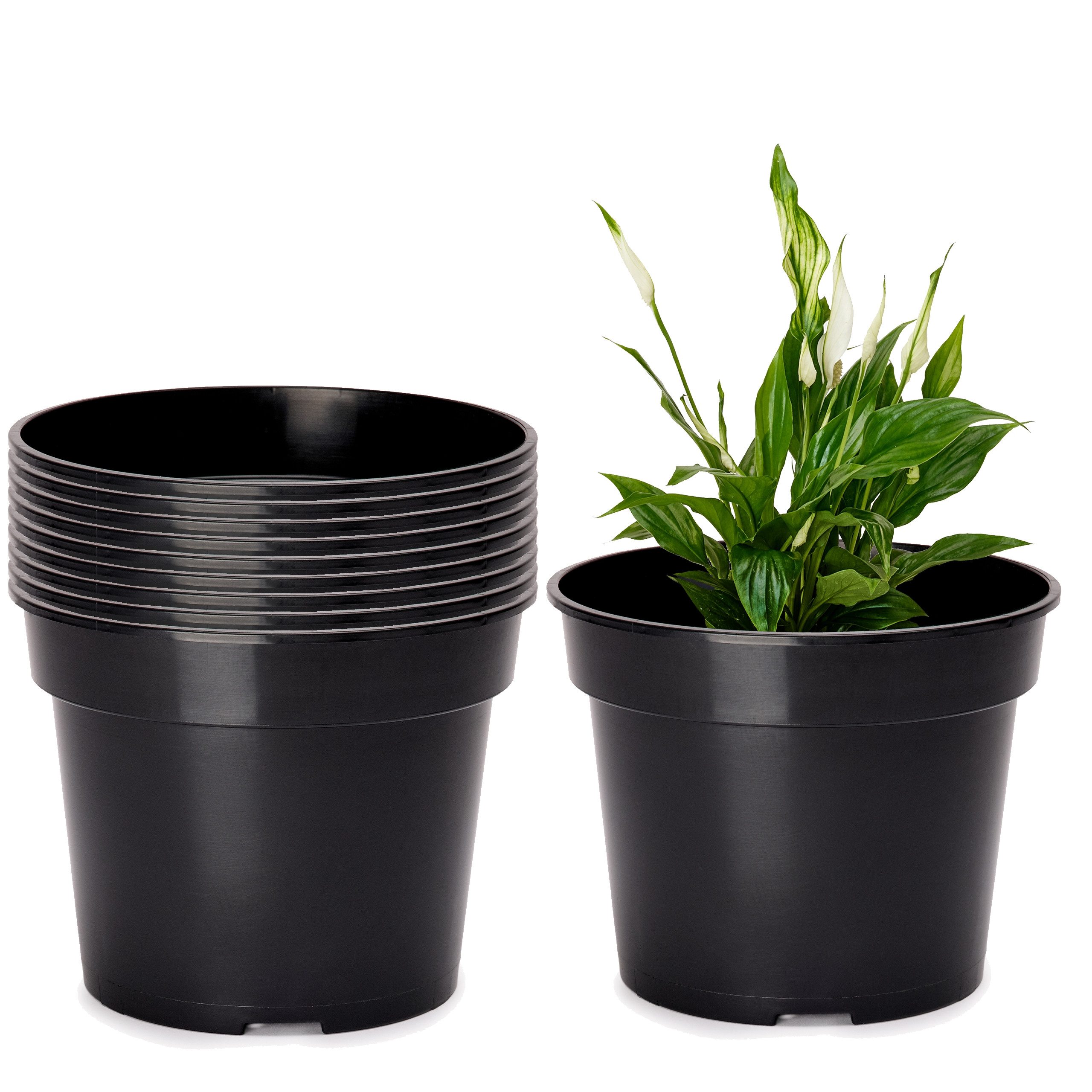 Garronda Blumentopf Kunststoff rund Pflanztopf Kräutertopf Anzuchttopf für Garten GD-0025 (10 St)