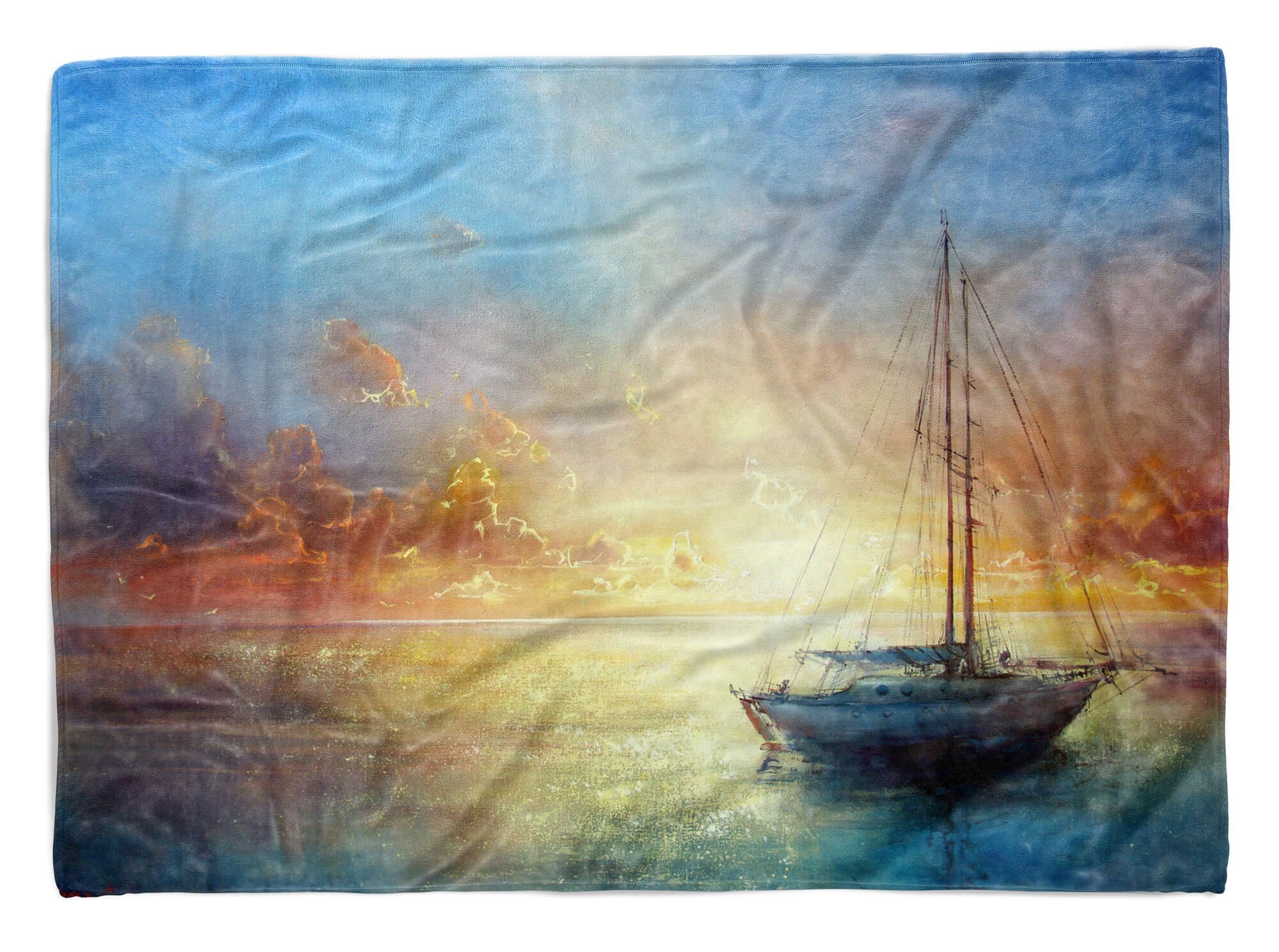 Sinus Art Handtücher Handtuch Malerisch Kuscheldecke Handtuch S, (1-St), Sonnenuntergang Saunatuch Baumwolle-Polyester-Mix Meer Strandhandtuch