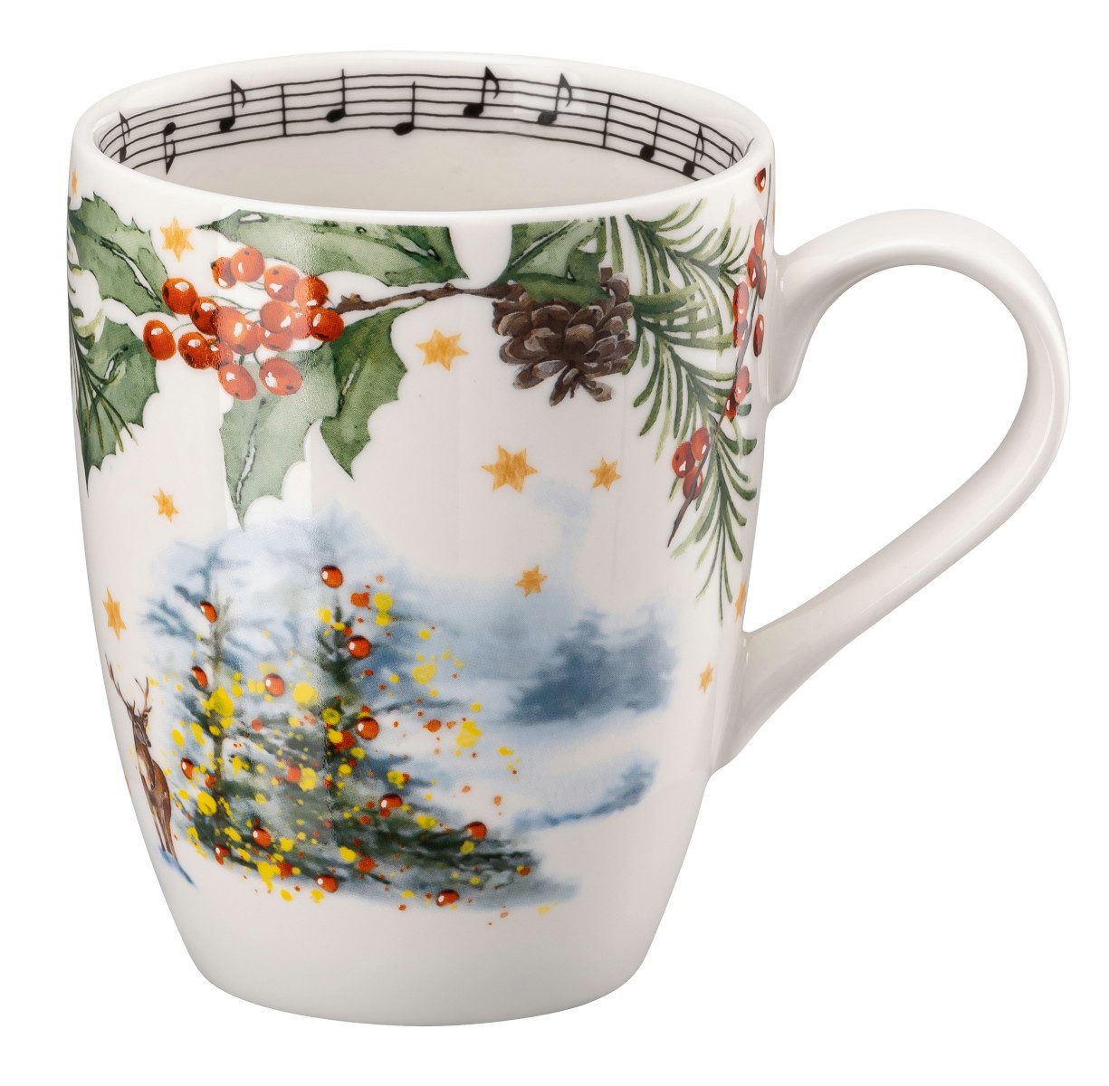 Hutschenreuther Becher Sammelserie 2023 Am Weihnachtsbaum Becher mit Henkel, Porzellan