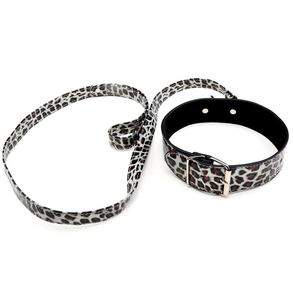 Erotik-Halsband Leopard Kunstleder, 1-tlg. PVC Packung, Design Halsband