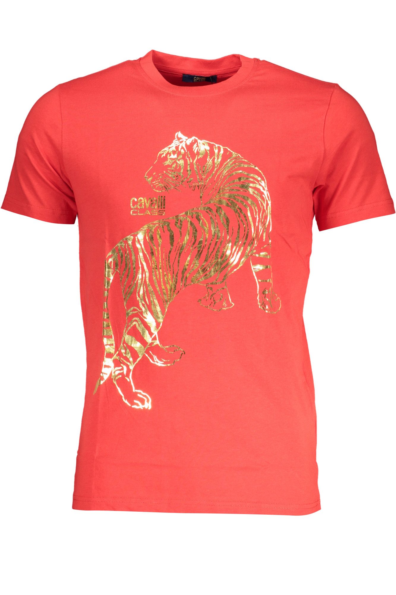 Cavalli Class T-Shirt Herren T-Shirt Rot Mit Print & Rundhals - Ideal