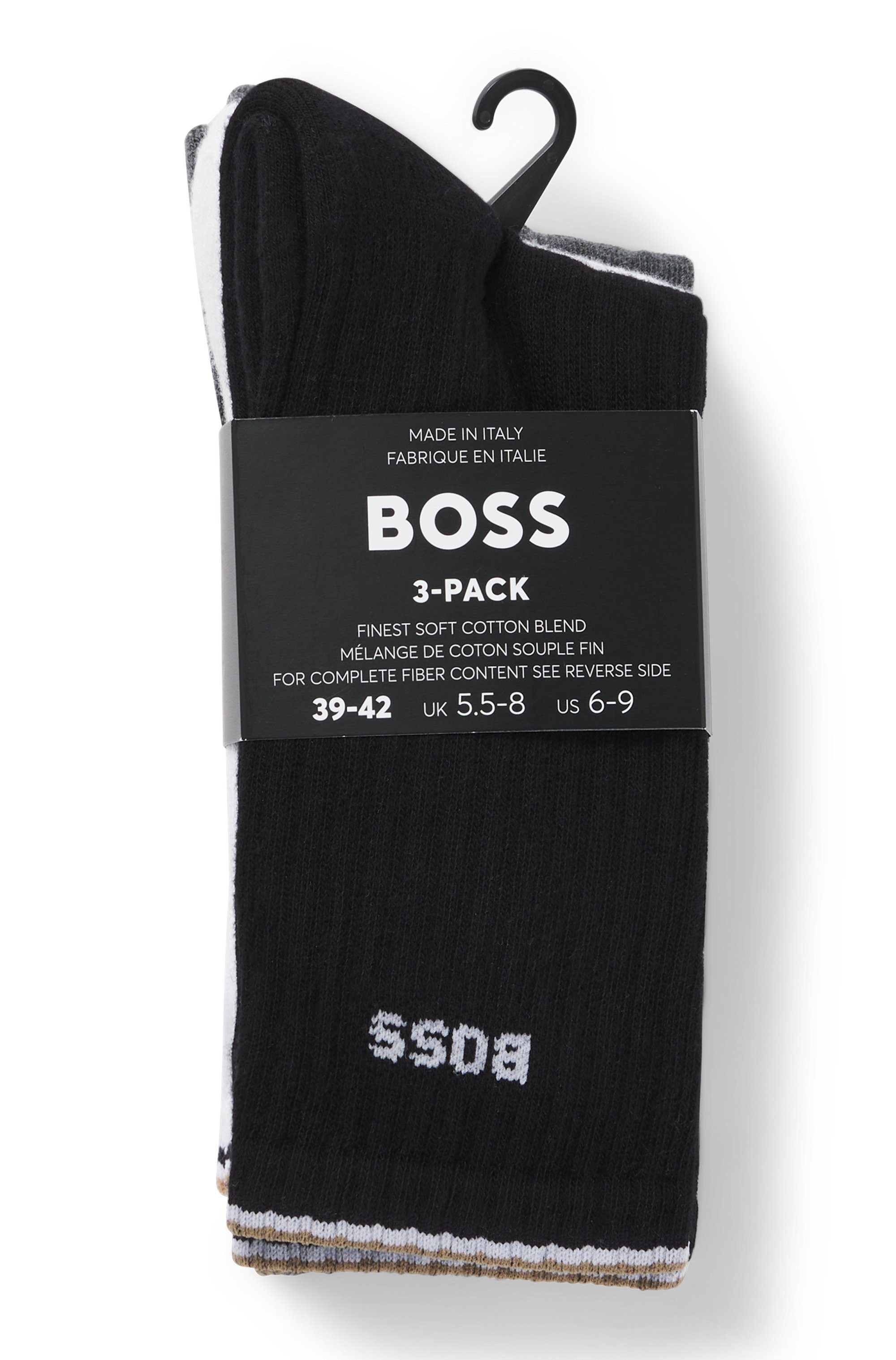 BOSS Socken Rib Stripe (3-Paar) Rippstrick, verstärkte Fersen- und Zehenpar günstig online kaufen