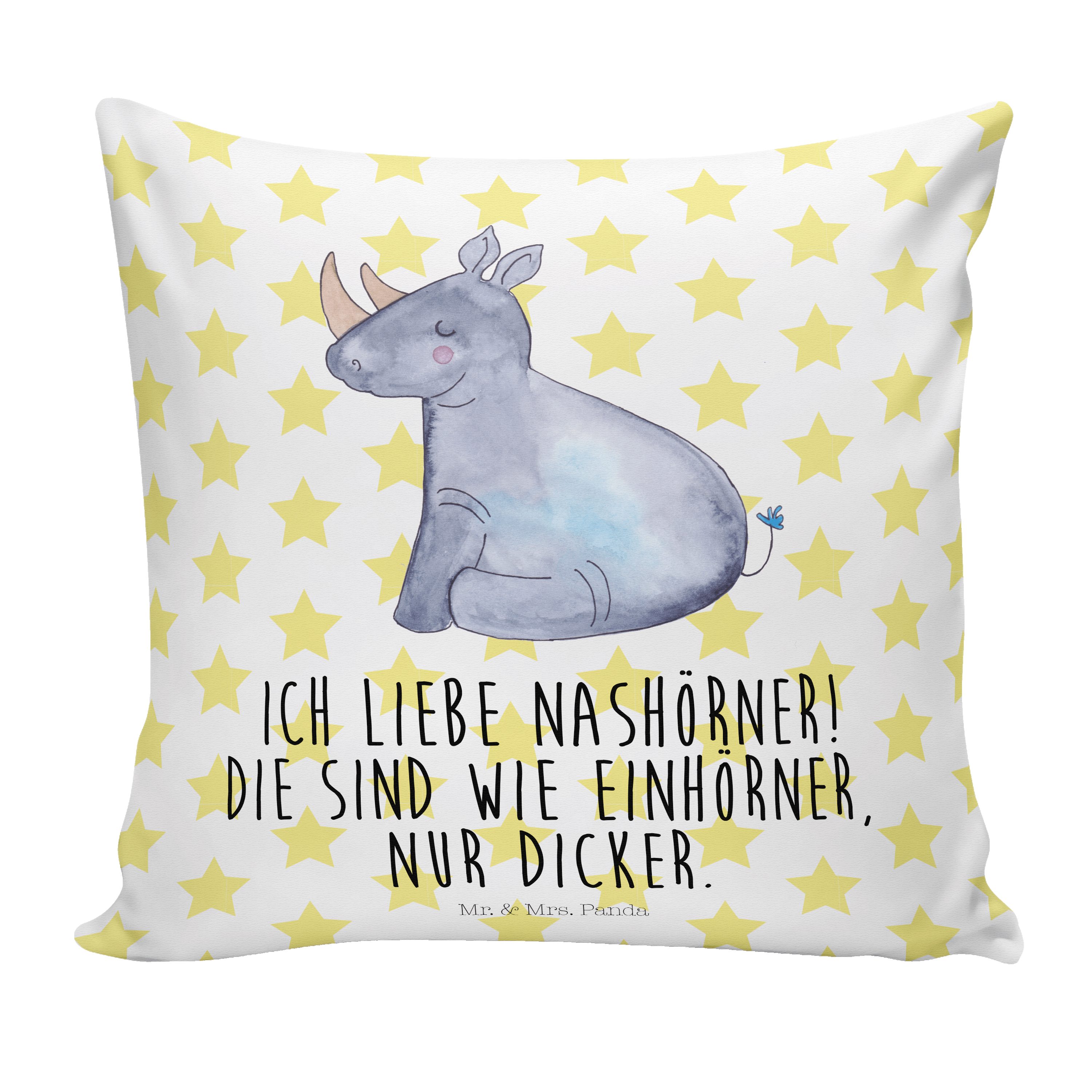 Unicorn, & Nashorn Mr. - Weiß Nashörner, Geschenk, Ei Mrs. Kopfkissen, Panda Einhorn - Dekokissen