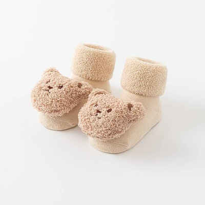 Elegant Passion Neugeborenen-Geschenkset Rutschfeste Baby-Wintersocken mit niedlichem Plüschbären-Design mit niedlichem Plüschbären-Design