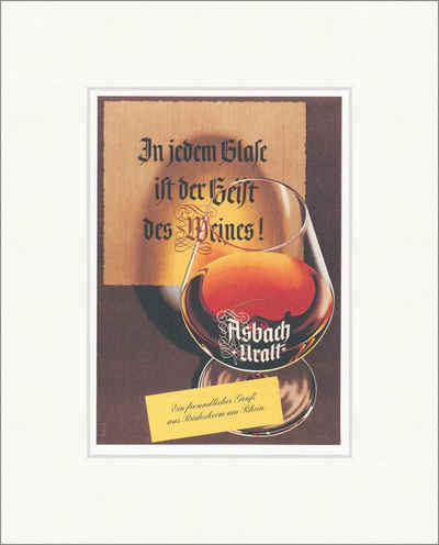 Kunstdruck Asbach Uralt Weinbrand Rhein Rüdesheim Werbung Glas Kunstdruck Plakatw, (1 St)