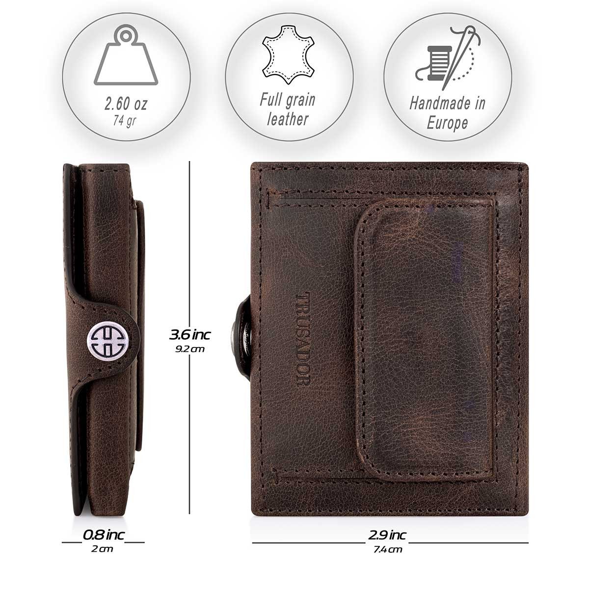 Trusador Mini Geldbörse 'Valencia' - Unisex Slim Wallet - kleiner Leder-Geldbeutel - Münzfach (Handmade, Handarbeit - Made in Europe), Vollnarbenleder, besonder – Bild 3 von 5