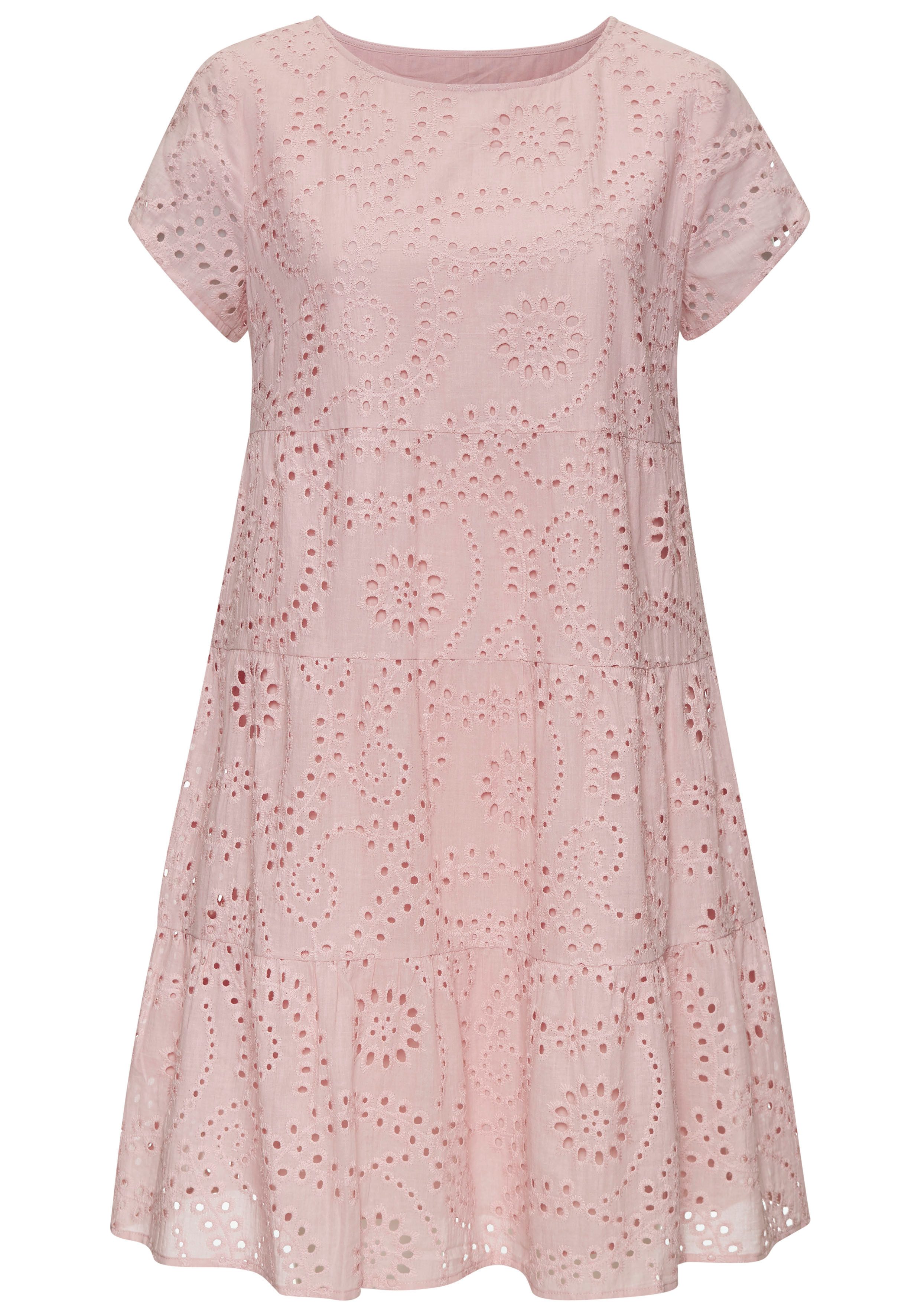 Buffalo Spitzenkleid kurzes Sommerkleid aus Lochstickerei, Eyelet günstig online kaufen