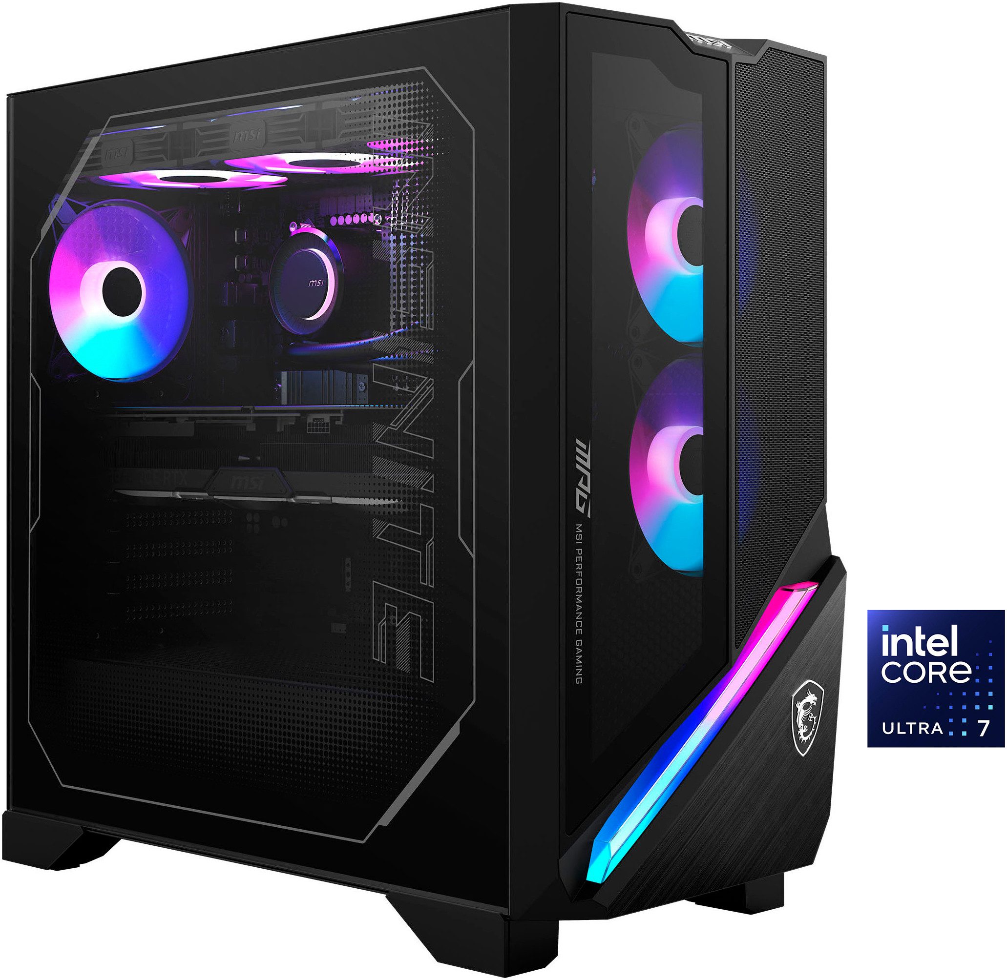 MSI MPG Infinite X3 AI 2NUF7-012DE Gaming-PC (Intel Core Ultra 7 265K, GeForce RTX 4070 Ti SUPER 16G VENTUS 2X OC, 32 GB RAM, 1000 GB SSD, Wasserkühlung, Luftkühlung)