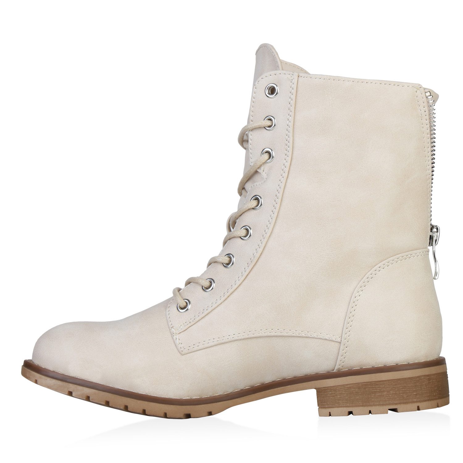 VAN HILL 812022 Schnürstiefelette Damen Schnürstiefeletten Profil Sohle Stiefeletten Leder-Optik