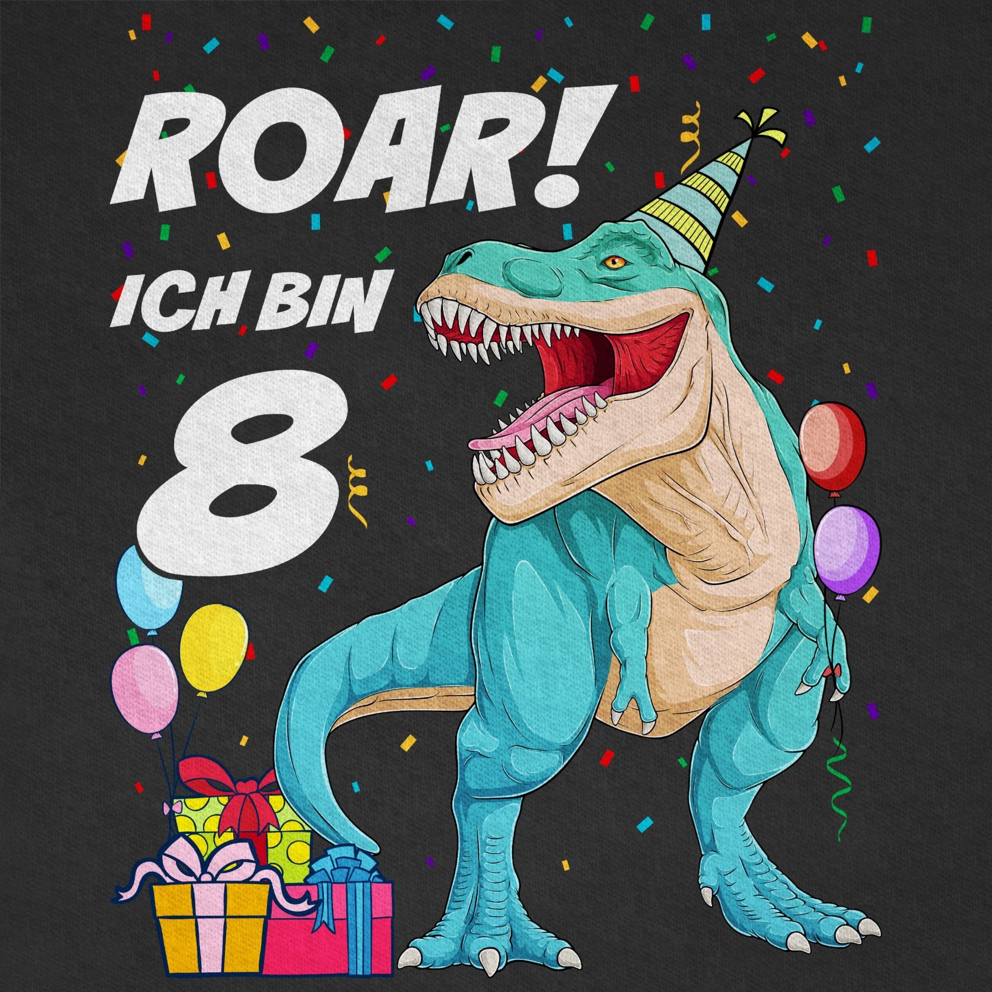 Shirtracer T-Shirt Ich bin Schwarz T-Rex Dino 8. - 8 Dinosaurier 01 Geburtstag Jahre