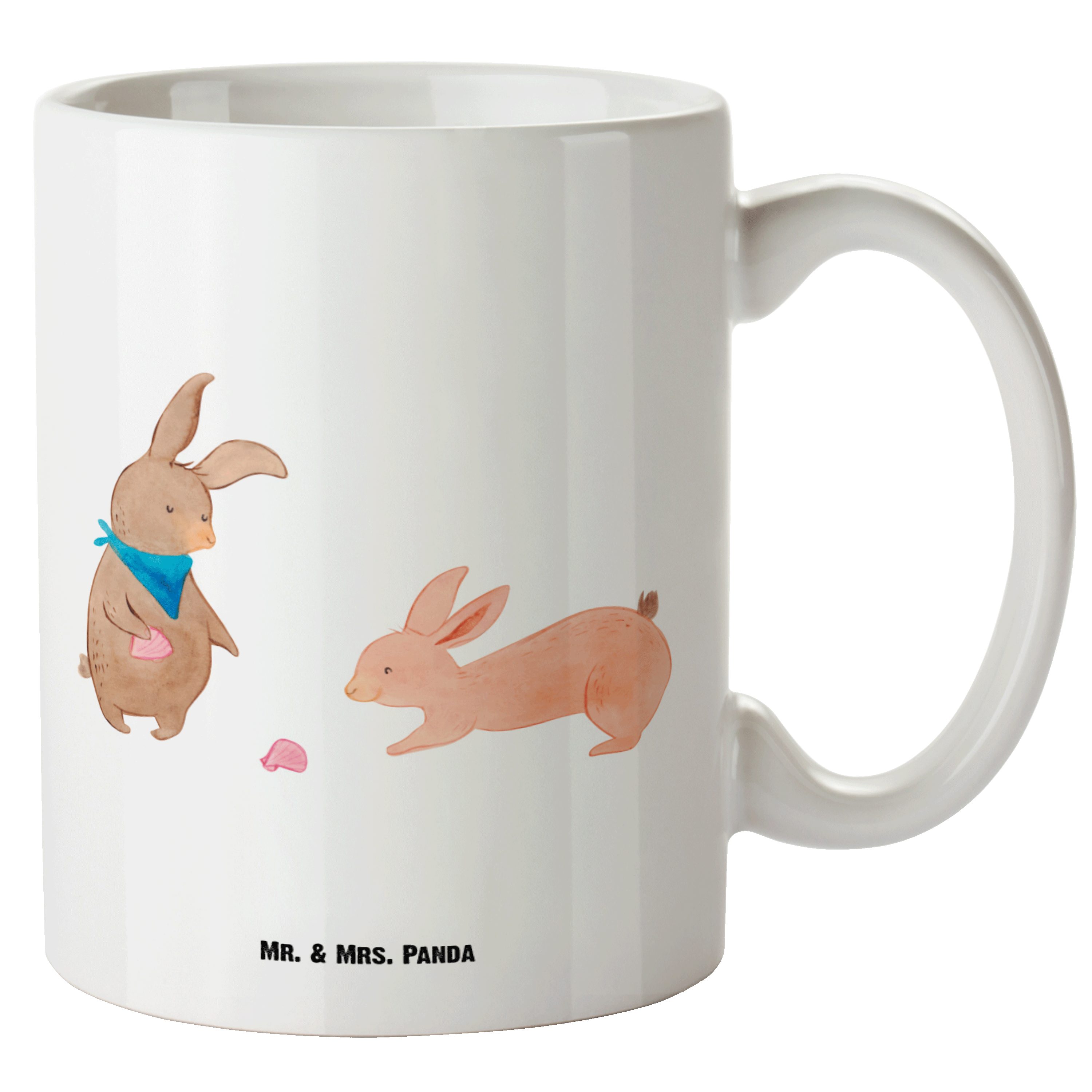 Mr. & Mrs. Panda Tasse Hasen Muschel - Weiß - Geschenk, Vatertag, Muttertag, XL Becher, Musc, XL Tasse Keramik