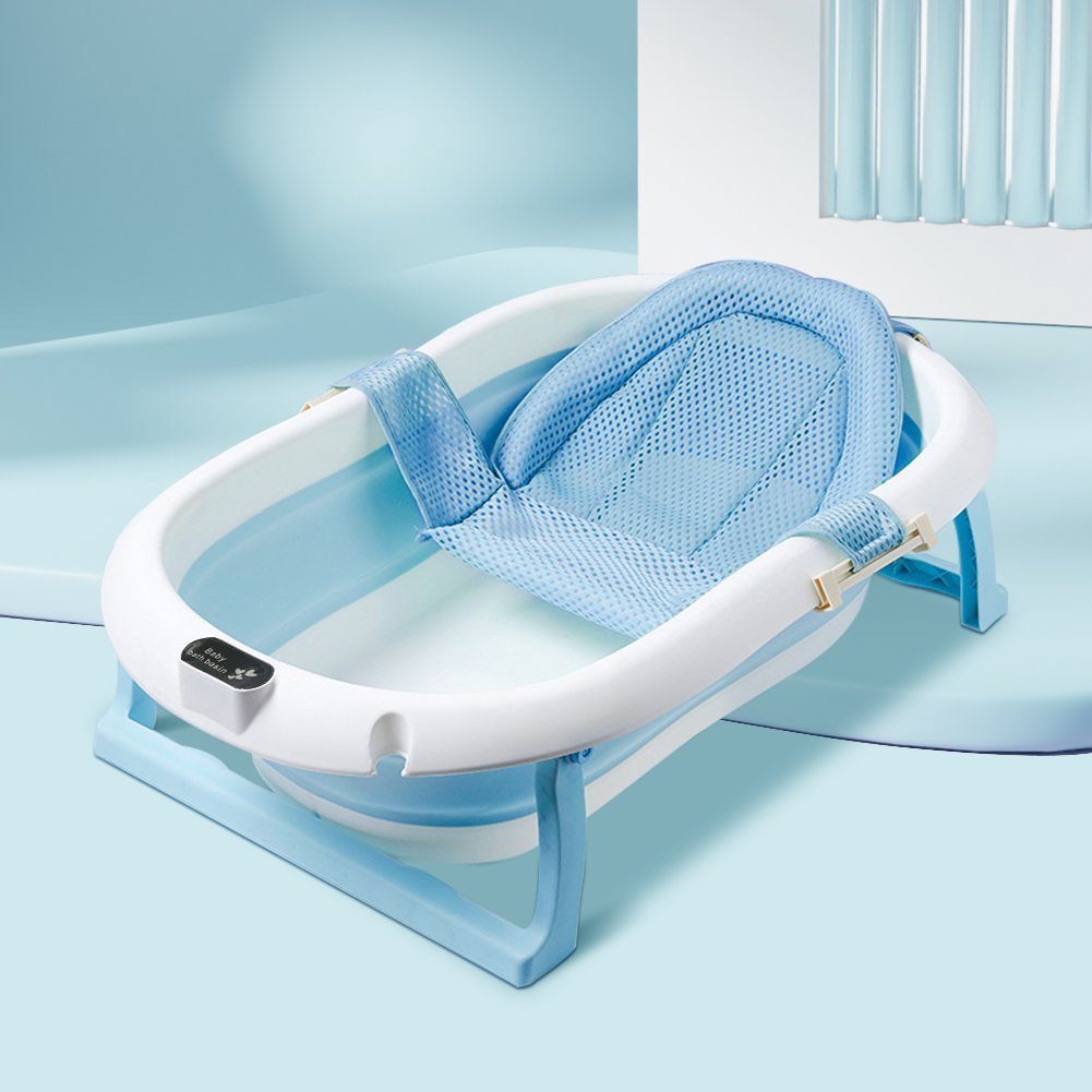 DAKYAM Babybadewanne Faltbadewanne Badewanne Babywanne, Größe: 80 cm × 50 cm × 21 cm, mit verstellbarer Netz–Matratze