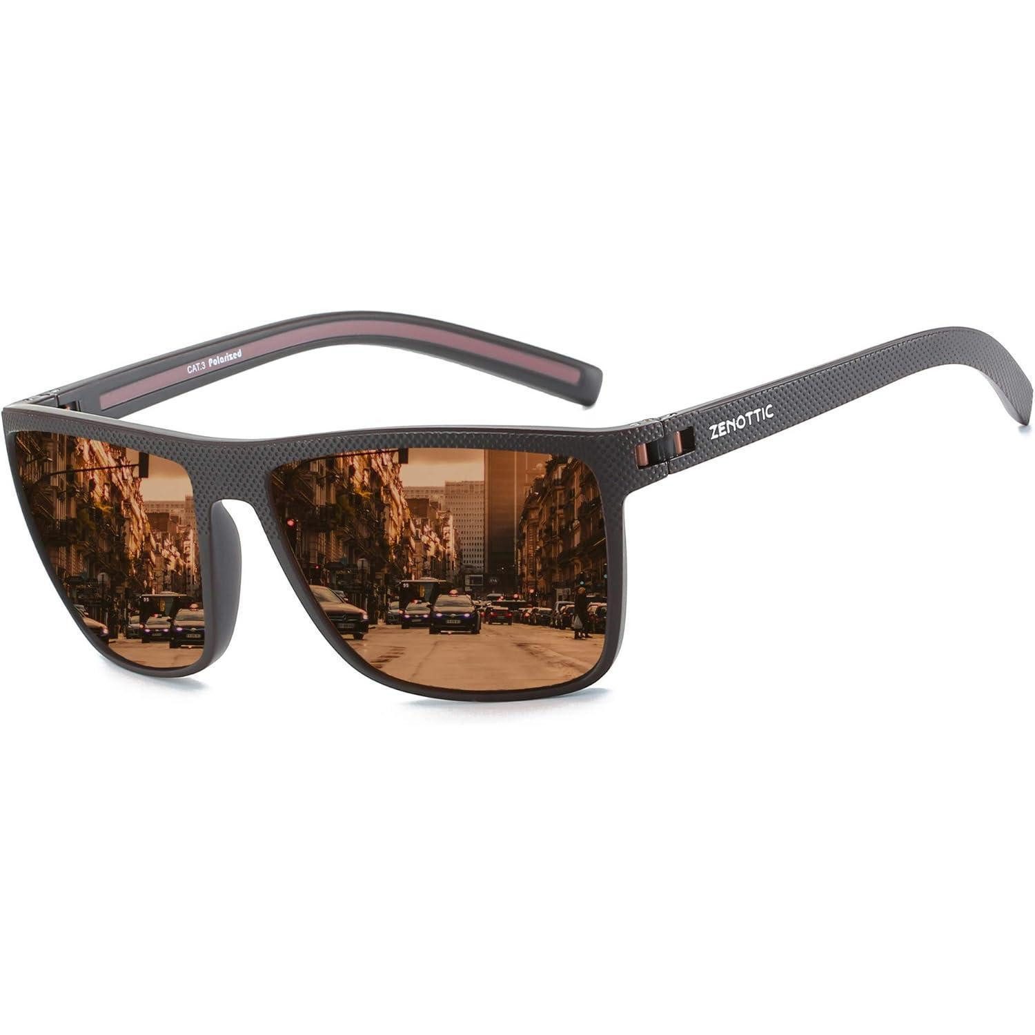 LuxusKollektion Sonnenbrille Sonnenbrille Herren Polarisiert TR90 C01 Brauner Rahmen Braune Linse