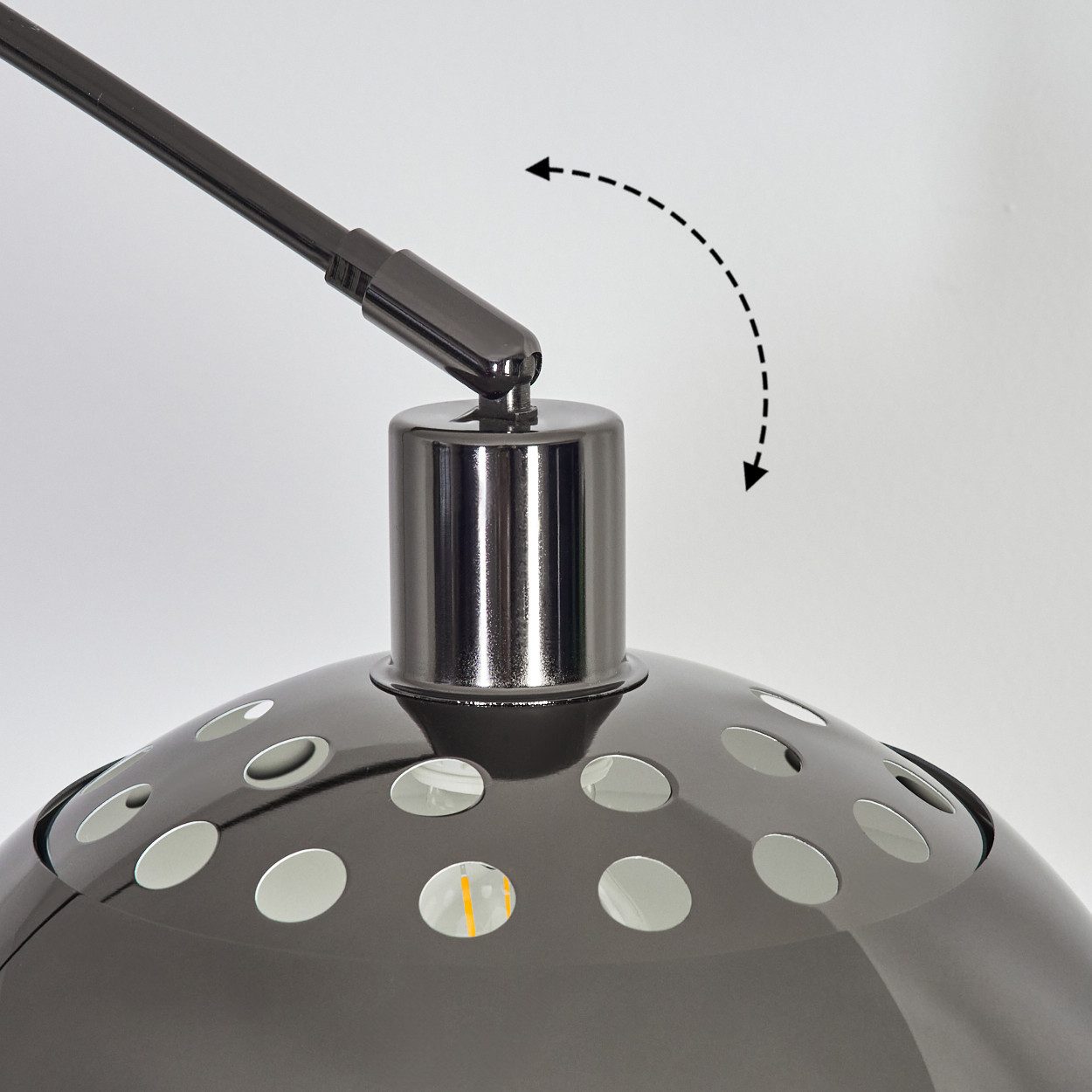 hofstein Bogenlampe Stehlampe aus Metall mit Marmorfuß in Schwarz/Chromfarben/Weiß, ohne Leuchtmittel, verstellbar, im Retro/Vintage-Design, Fußschalter, Lichteffekt, E27
