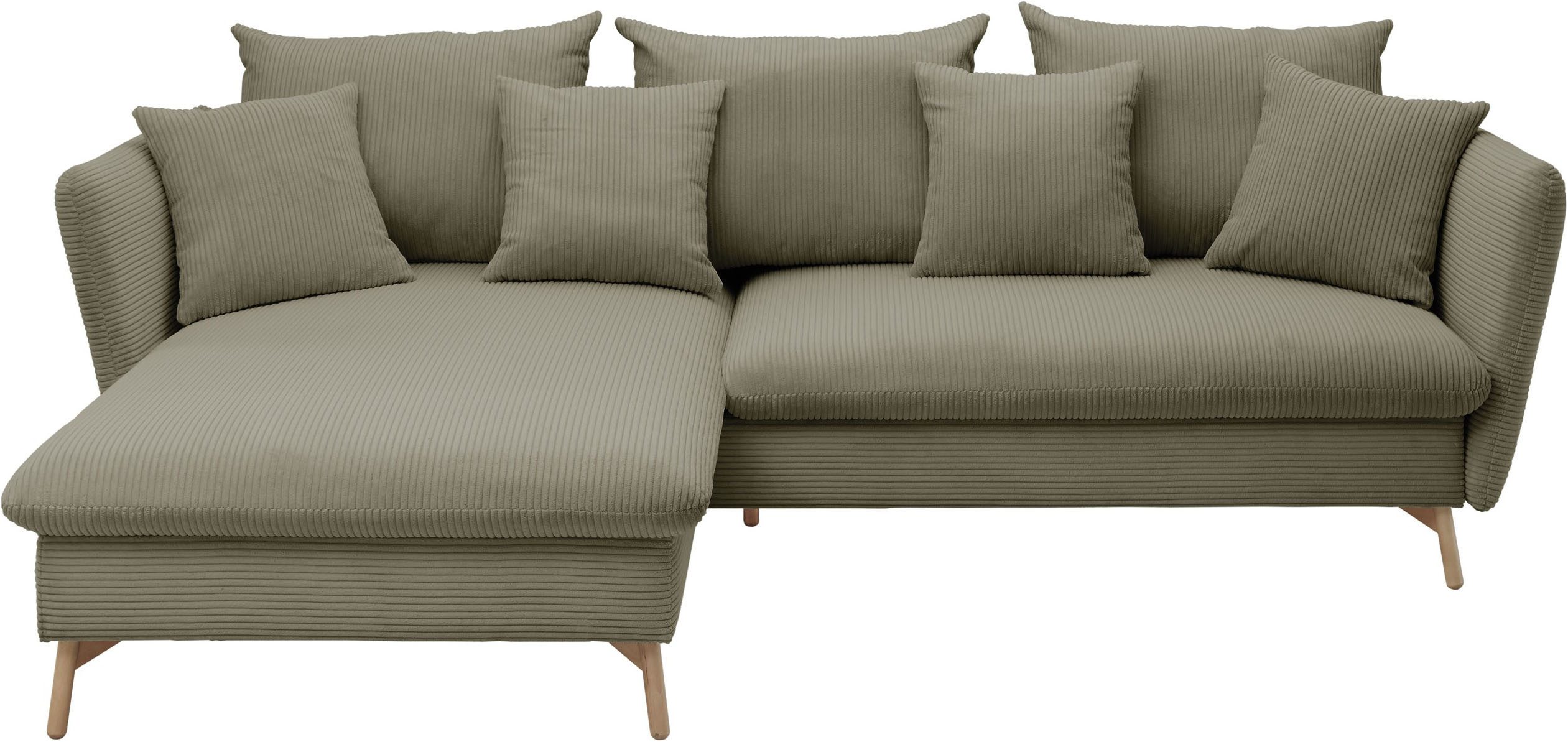 andas Ecksofa "MERLE, 258 cm, L-Form, traumhafter Cord,", mit Bettfunktion günstig online kaufen