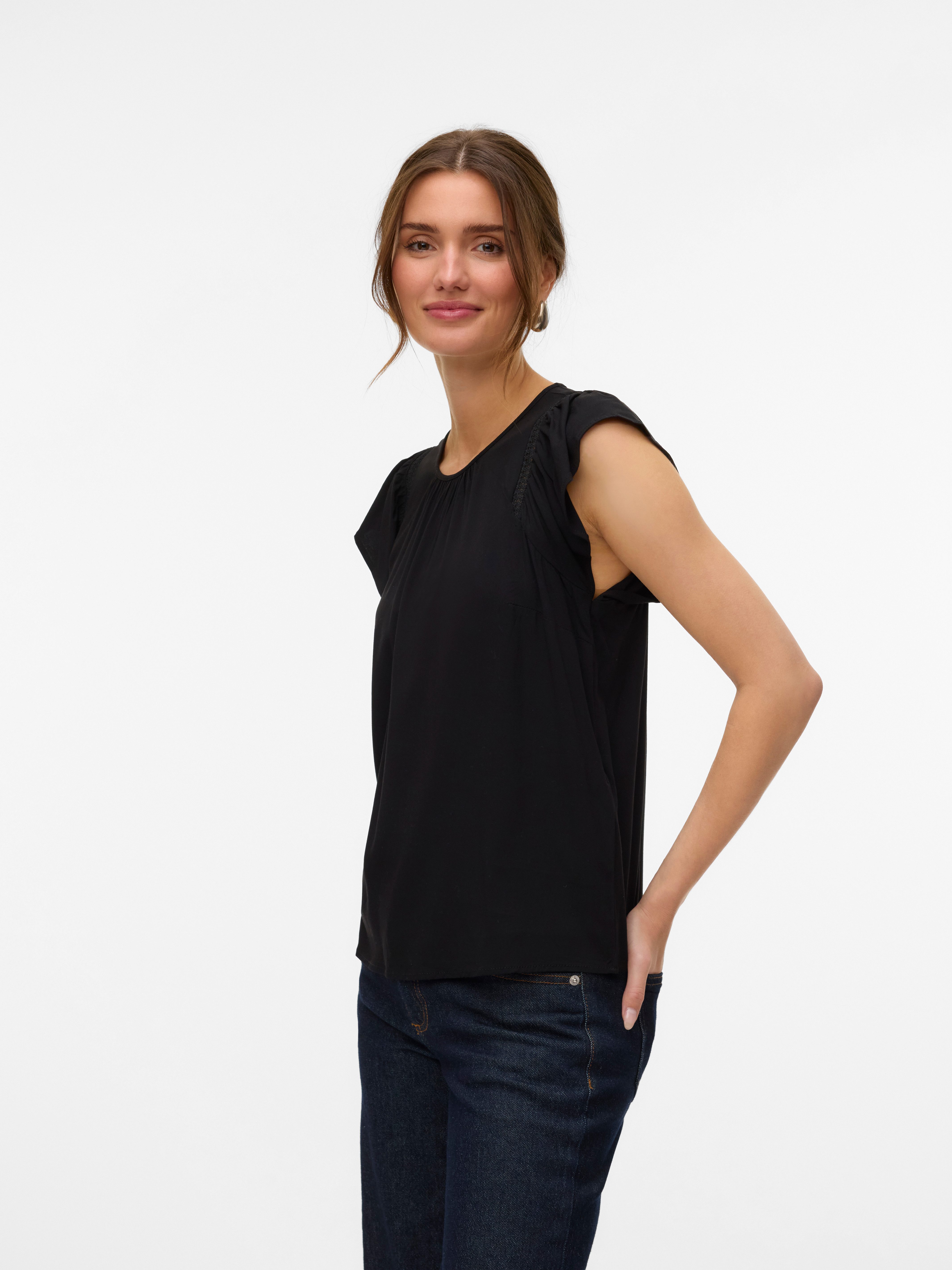 Vero Moda Kurzarmbluse VMBELLA SS LACE TOP WVN GA NOOS günstig online kaufen