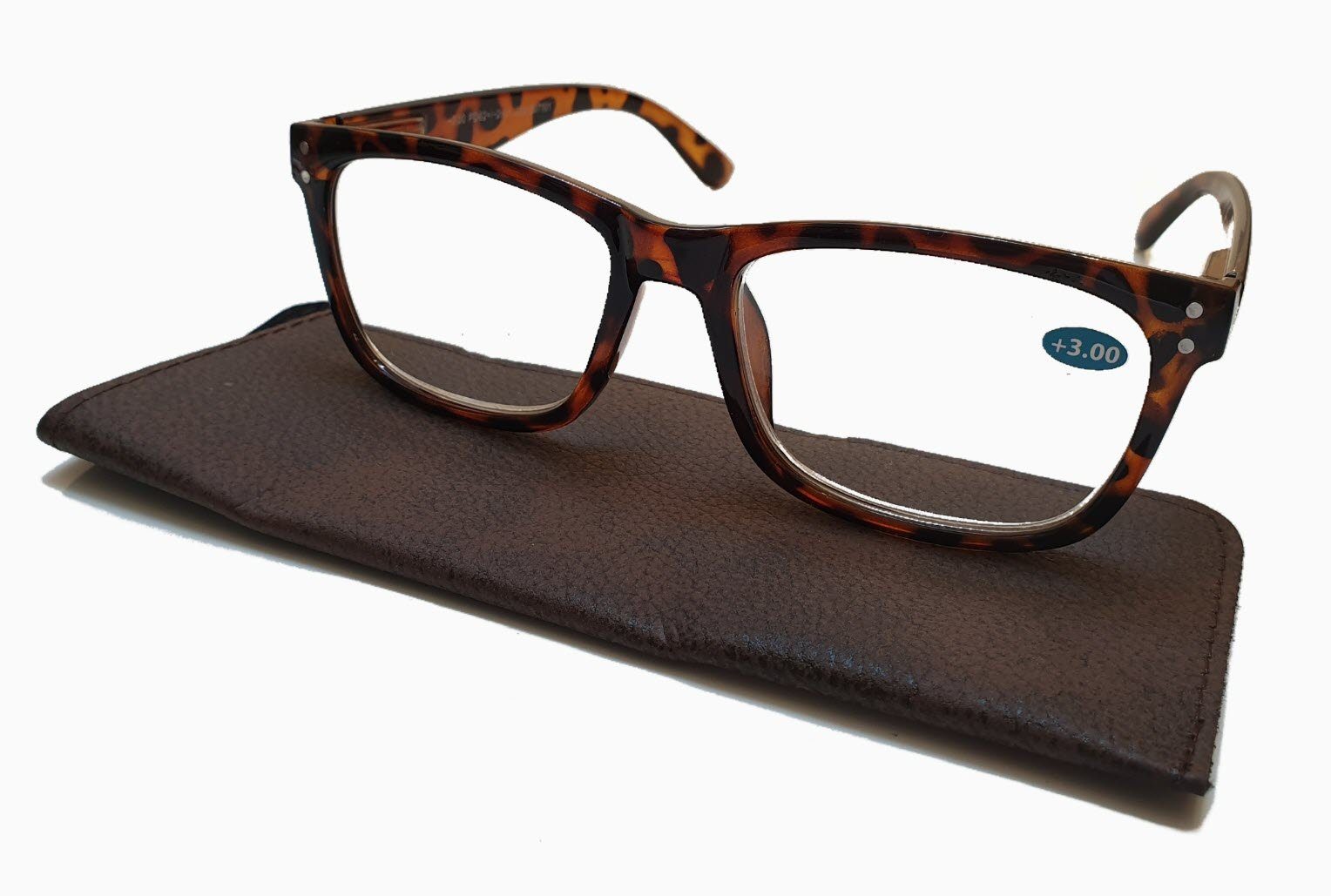 Spectrum Lesebrille Edle Lesebrille mit Hülle + 3,0 Dioptrin bräunlich 1