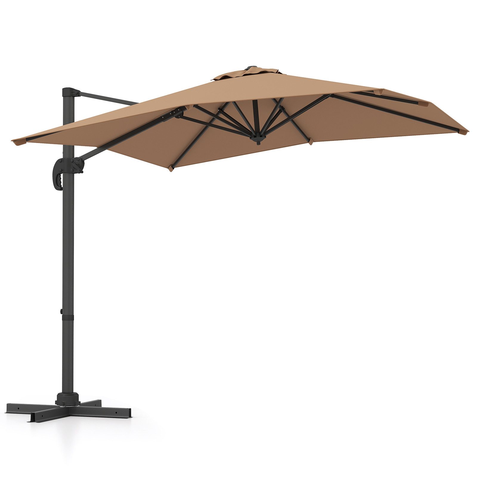 COSTWAY Sonnenschirm, LxB: 245x245 cm, Gartenschirm mit Kurbel, neigbar, 360° drehbar