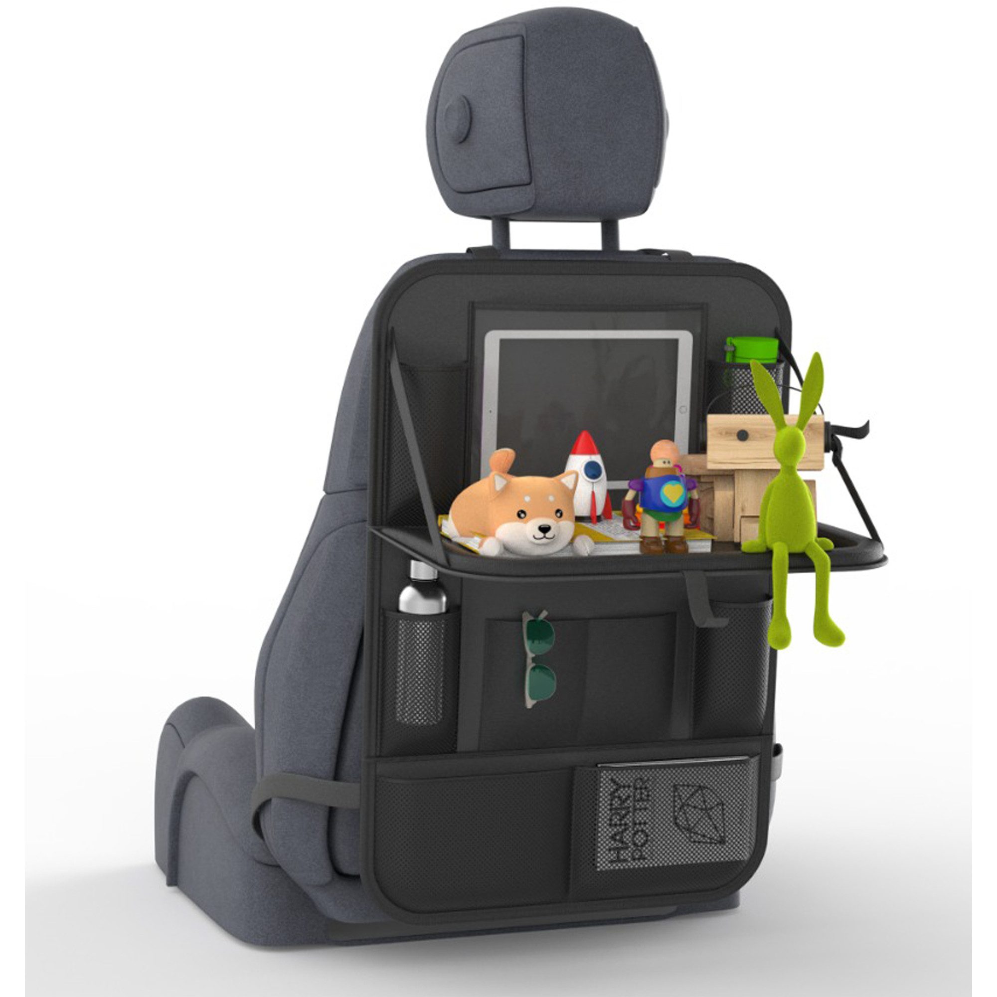 LUNARIA Auto-Rückenlehnentasche Praktischer Autositz-Organizer mit Klapptisch, iPad-Halter (1-tlg), Tisch, iPad-Tasche, viele Fächer